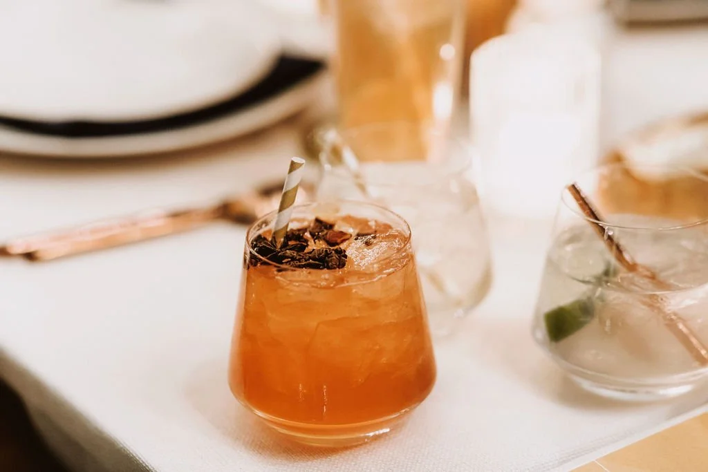 Fall-inspired seasonal cocktails on the table at an event