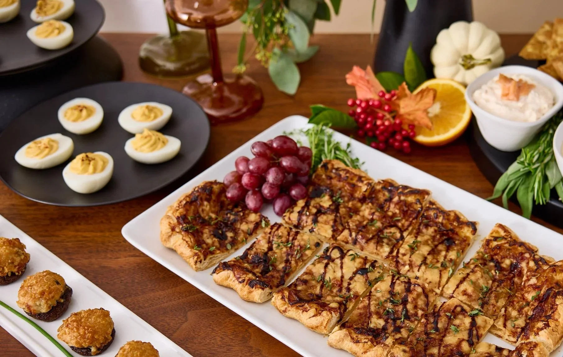 Fall appetizer table at a wedding