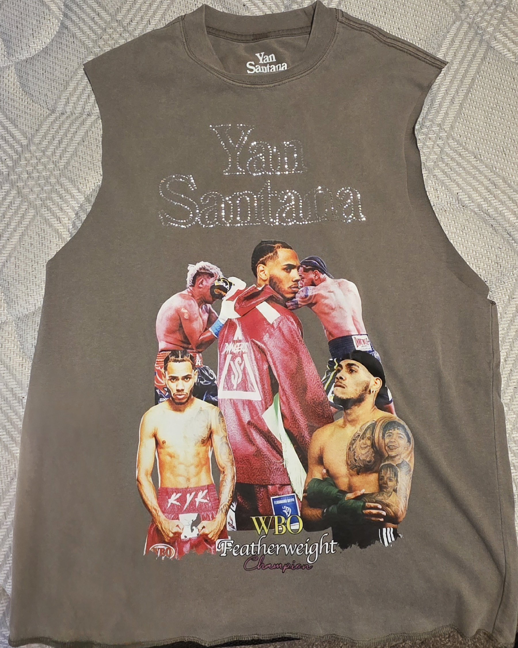 Yan Santana Champion Oversize, Sleeveless Tee w/ Rhinestones
