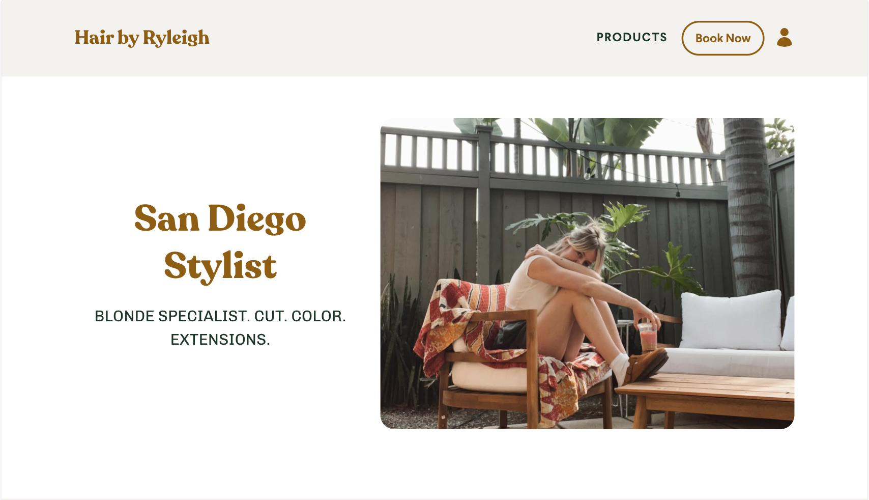 screenshot of a hair stylist's website