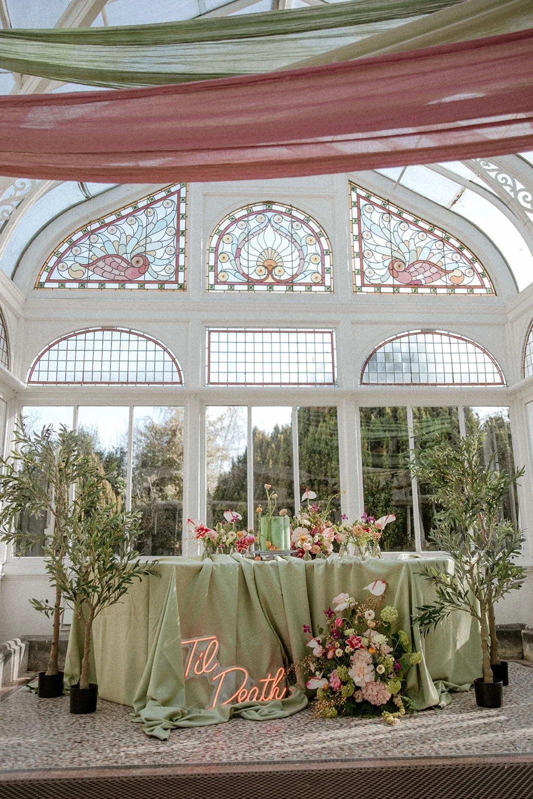 Styled wedding shoot with colourful florals at Carrow House Norwich photographed by Camilla Andrea