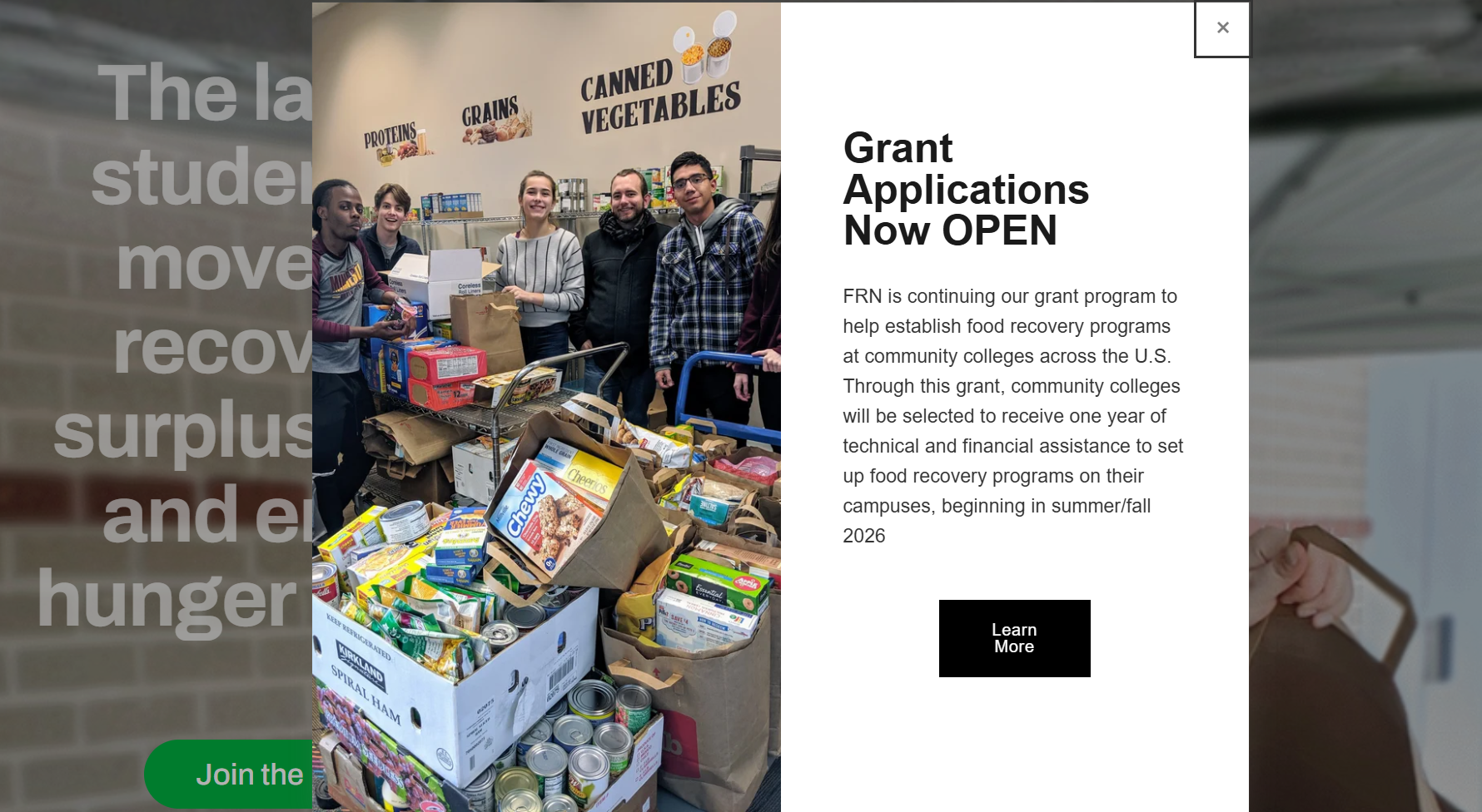 Grant Opportunities as Recruitment: Announcing Funding Through a Homepage Lightbox