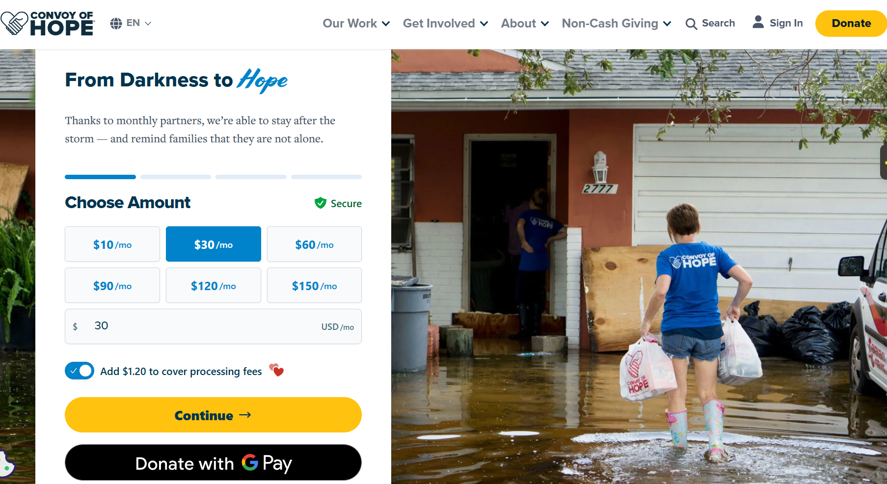 Non-Cash Giving in Primary Navigation