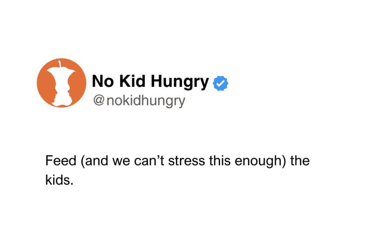 Field Note - No Kid Hungry, IG Simple Text Posts
