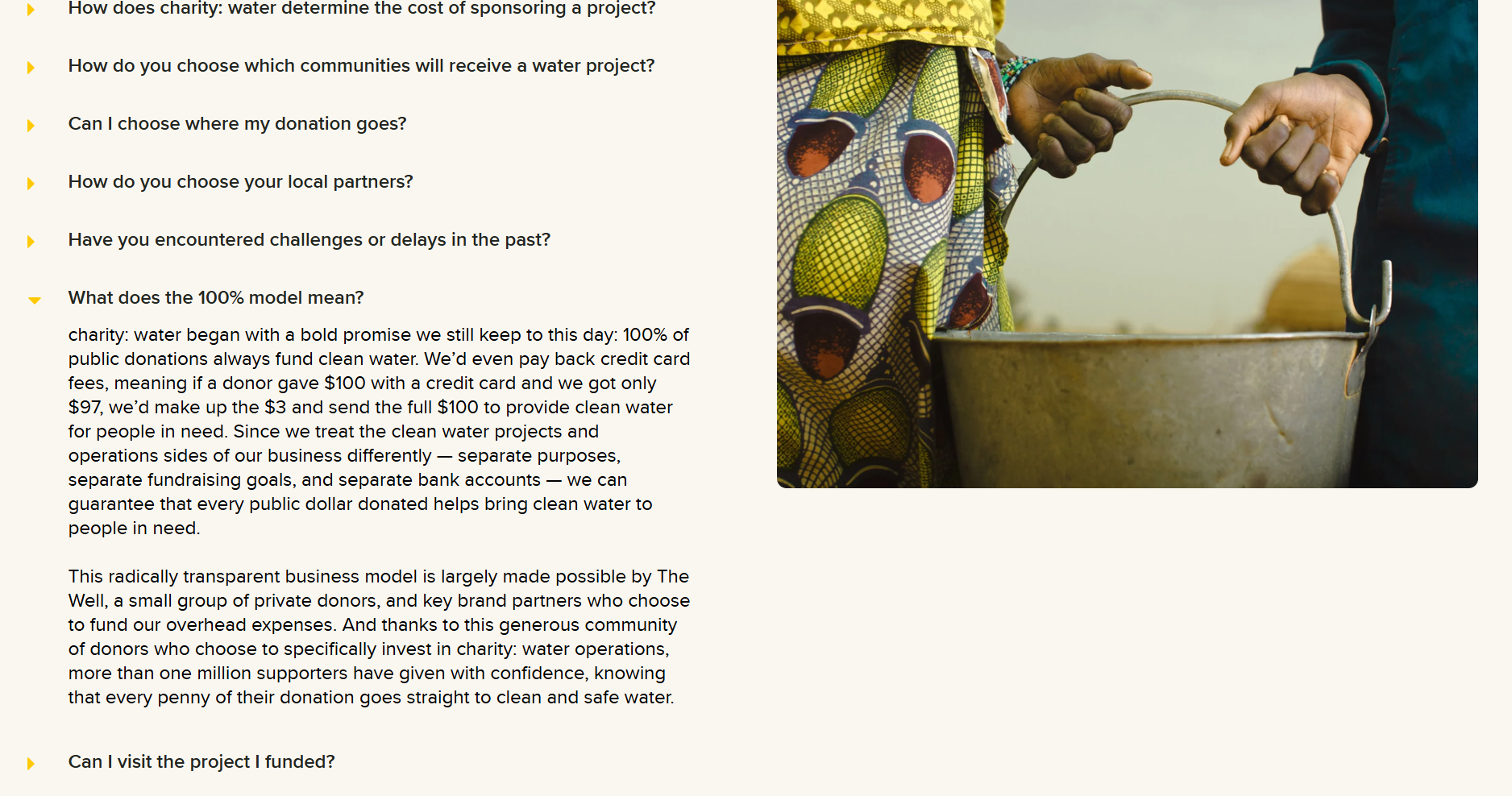 Charity Water_Partner Page_FAQ_100 percent of donations_4-6-2026.png