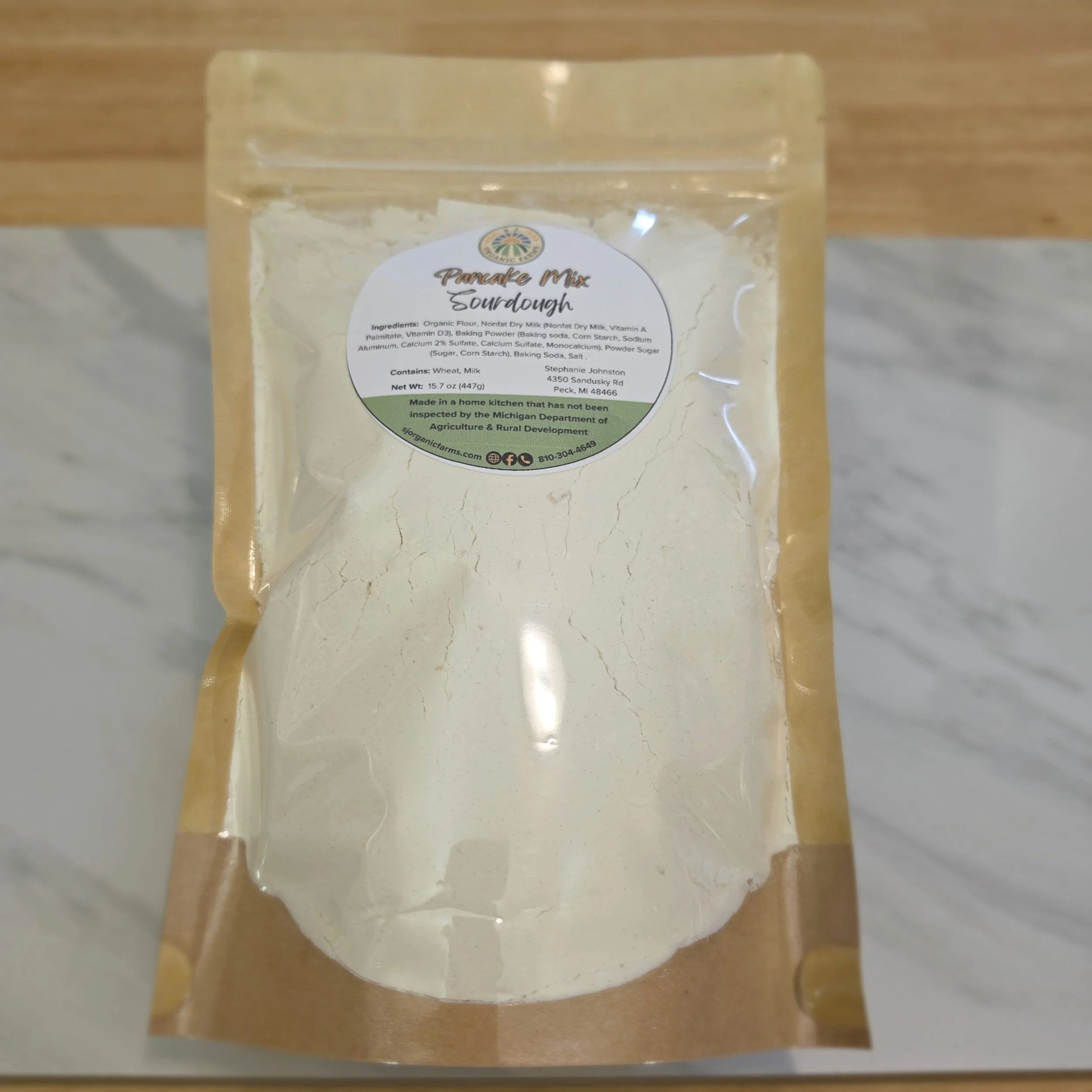 Sourdough Pancake Mix: Crafted with an artisanal blend of high-quality ingredients, this sourdough pancake mix delivers a rich, delicious flavor in every bite. Designed for convenience, it’s easy to prepare and results in light, fluffy pancakes. Each