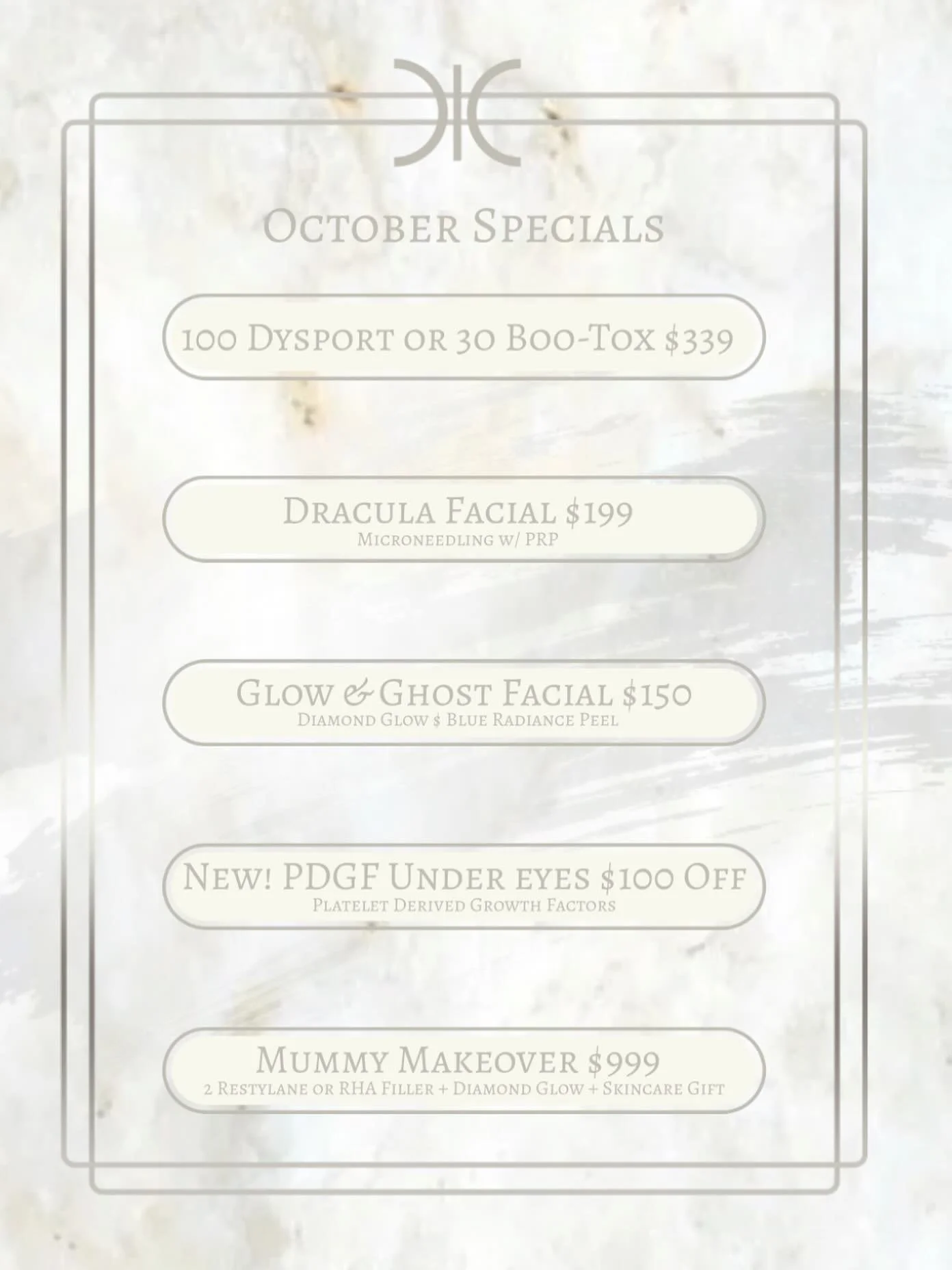 #october #specials are here! #dontmissout ! #booknow for #dysport #botox #microneedlingprp #diamondglow #chemicalpeel #pdgf and #filler ! #checkyouremail for details and also #newpricing effective today! 
☎️6145452002
💻www.monarch-aesthetic.com
#sal