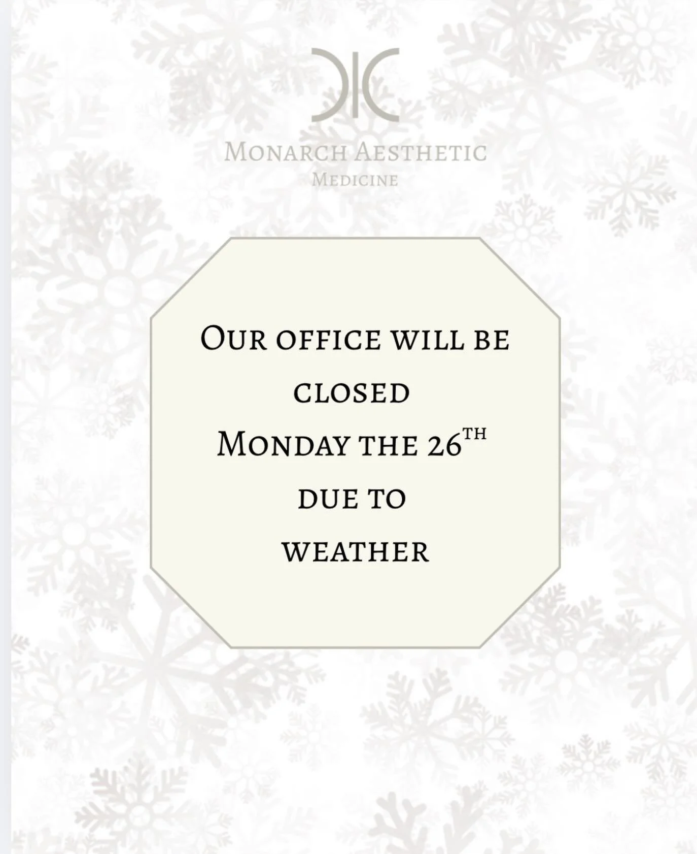 #safetyfirst ! Our office will be closed Monday the 26th due to the weather. If you have an appt we will reach out to you personally to reschedule. We hope to resume normal business hours Tuesday! #staywarm ! #sorryfortheinconvenience we can be reach