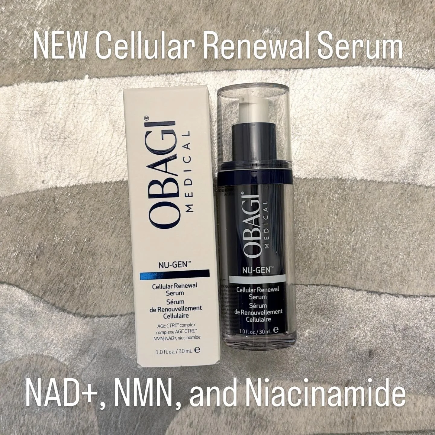 New in from Obagi ✨
Nu-Gen Cellular Renewal Serum 🧬

NAD+ and its precursors NMN and NAM (niacinamide) help support skin cell energy production to help address
&bull;uneven skin tone
&bull;visible imperfections
&bull;sagging skin
&bull;fine lines an
