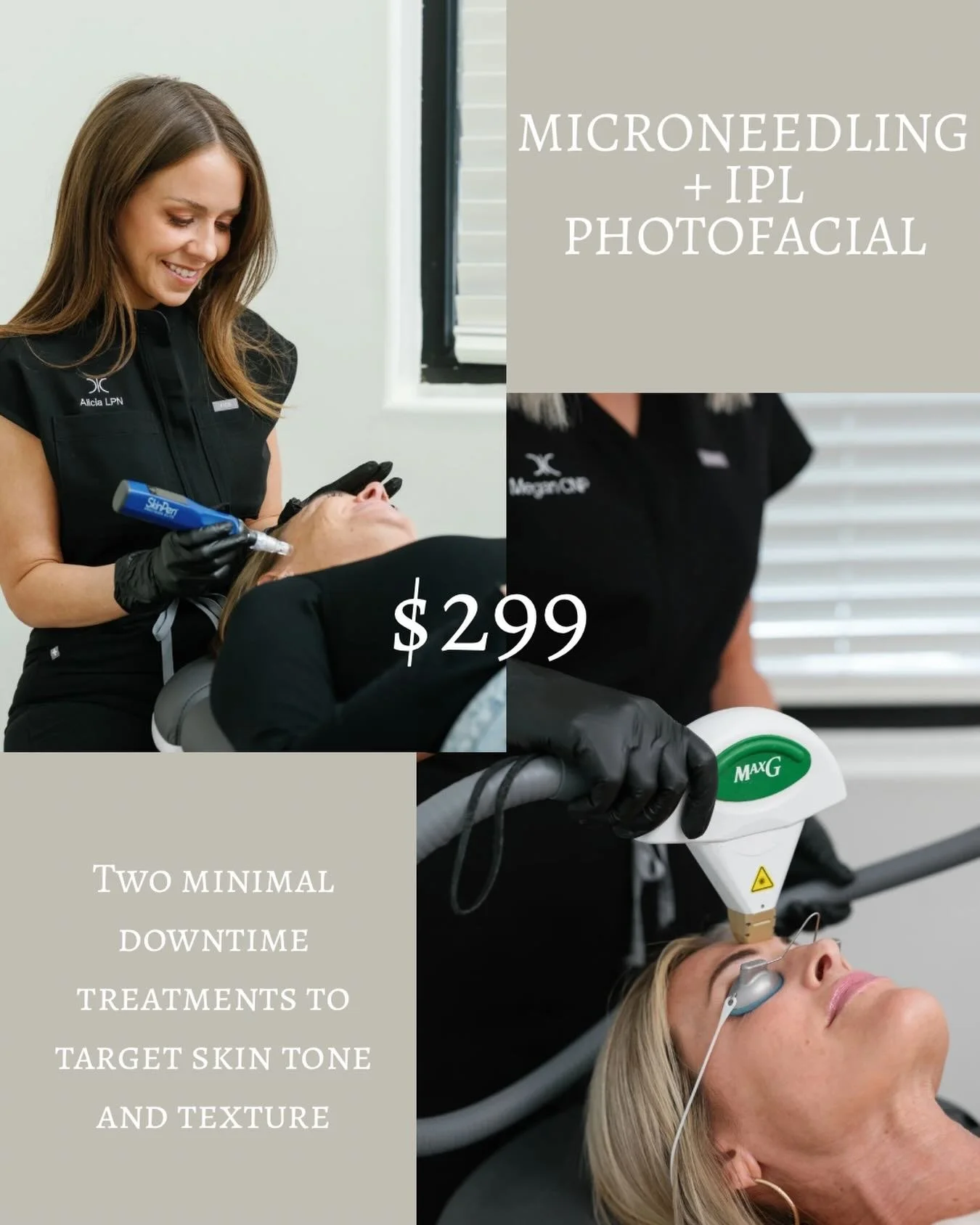 Want to improve your skin but not sure where to start? 
This April special was made for you 💕

One Microneedling treatment plus one IPL photofacial = $299

This dynamic duo help to:

✅ Improve skin texture 
✅ Reduce lines and wrinkles
✅ Reduce hyper