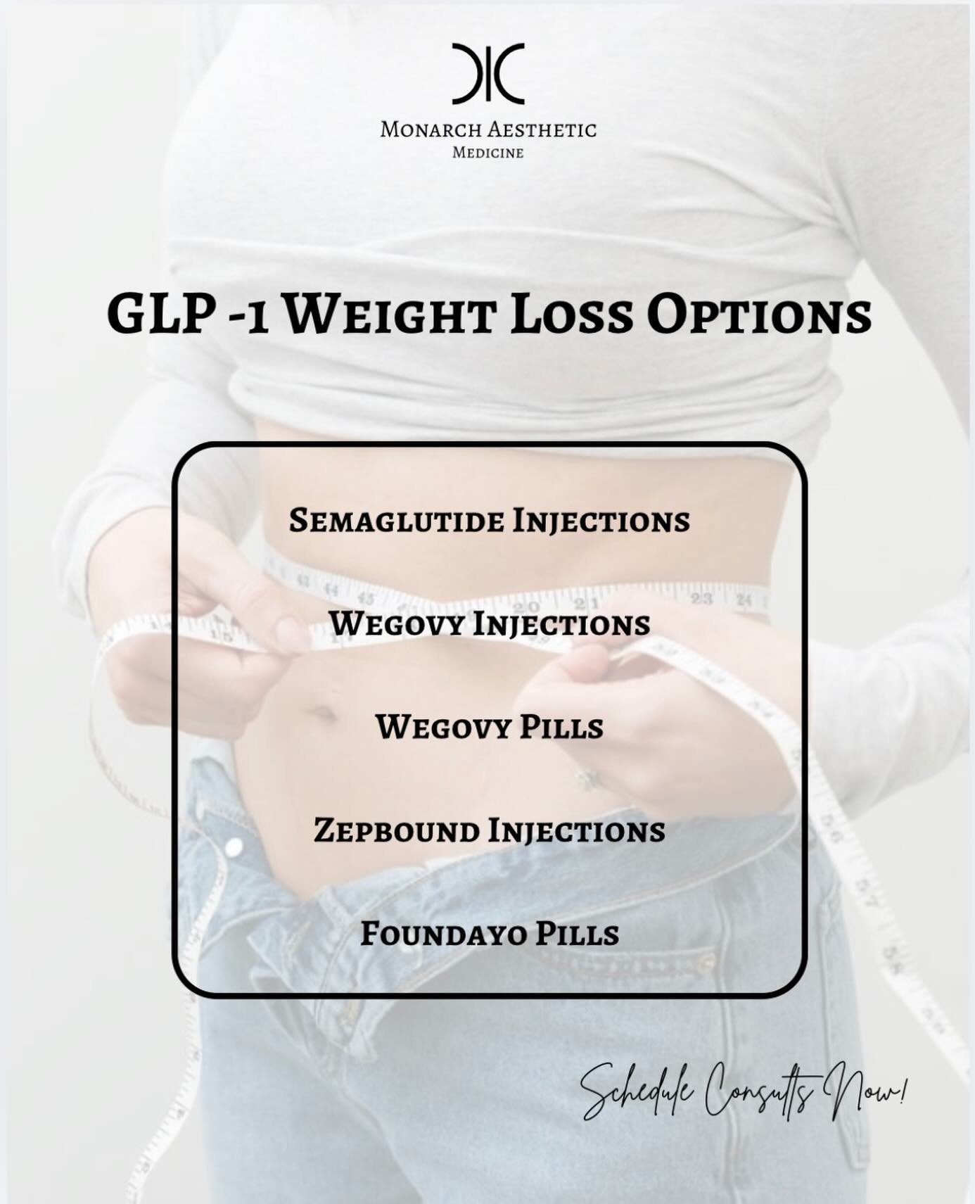 Yes we do #glp1 #medicalweightloss ! We&rsquo;ve managed #weightloss medications for years, and these are the current available options! #consulttoday to start your #weightlossjouney @monarchaestheticmedicine !
☎️6145452002
💻www.monarch-aesthetic.co