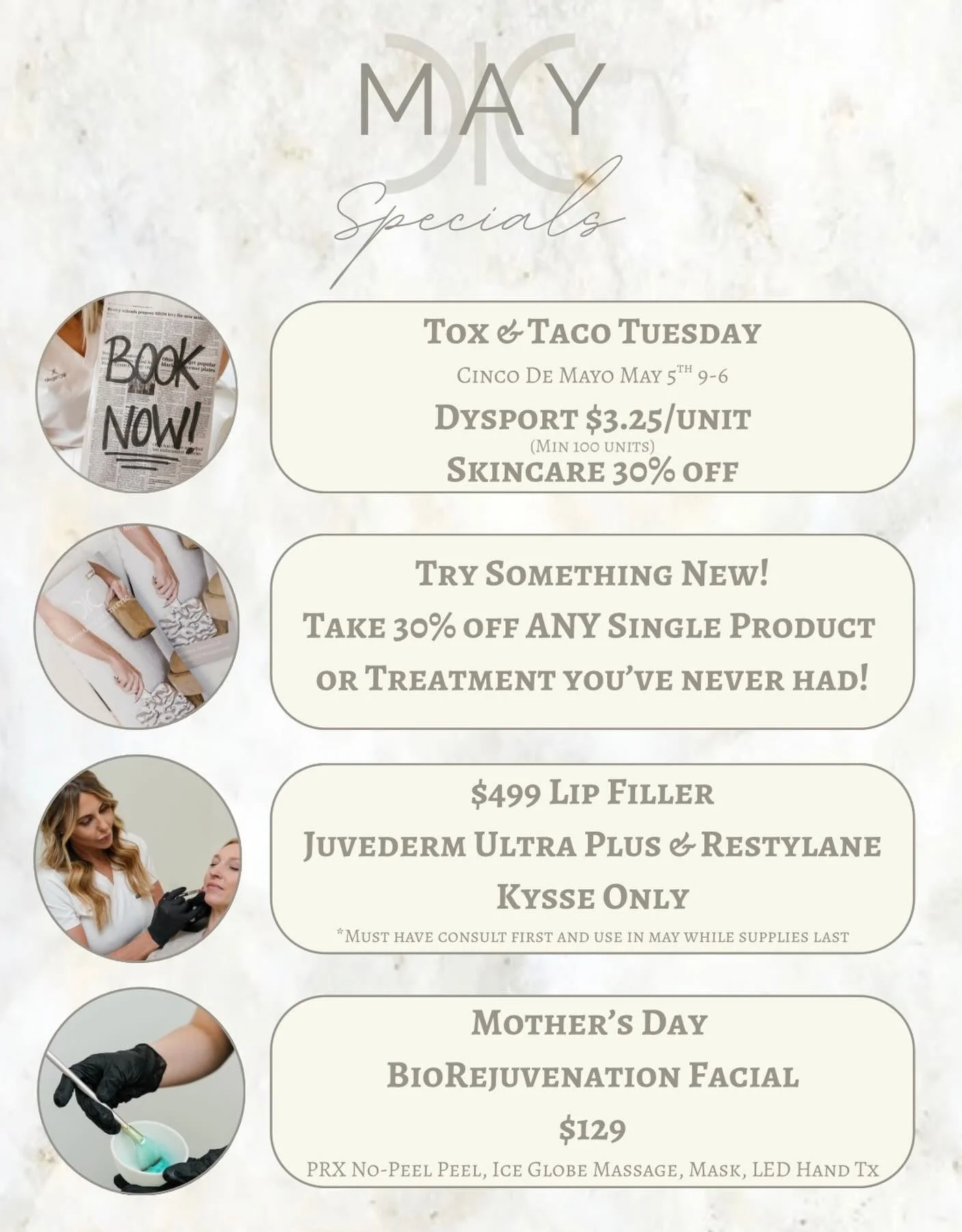May #specials are here! #booknow and #treatyourself #treatyourskin #columbusmedspa 
☎️6145452002
💻www.monarch-aesthetic.com