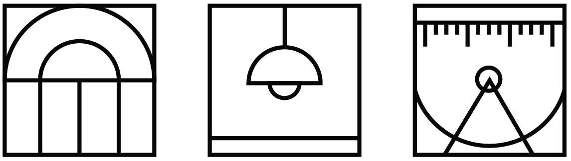 three icons that denote Olympia Design Group as Spatial Interior Designers.