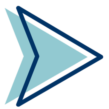 A stylized double arrow pointing to the right, with a light blue interior and dark blue outline.