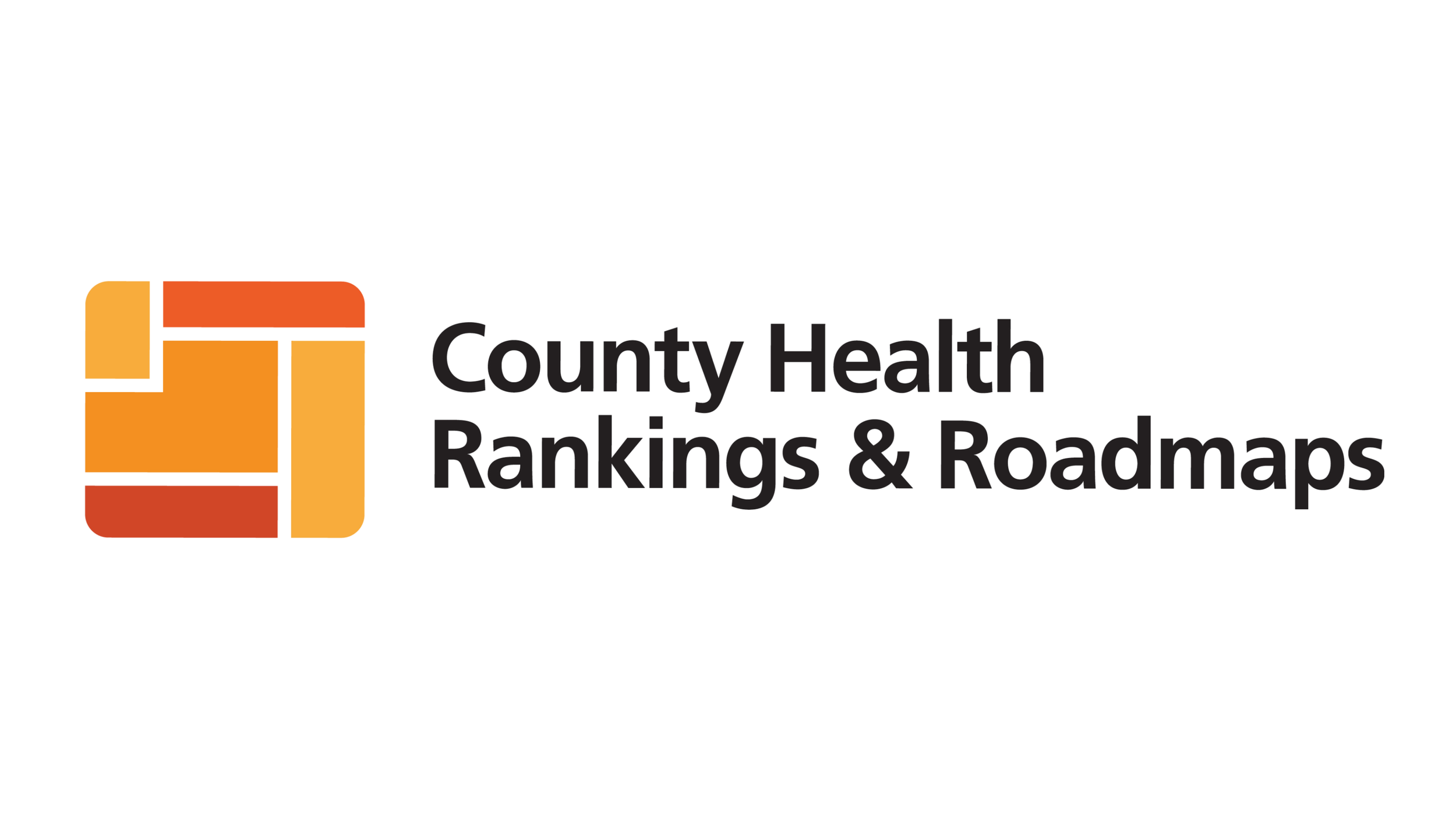 Logo with orange and red geometric design and black text reading 'County Health Rankings & Roadmaps'.