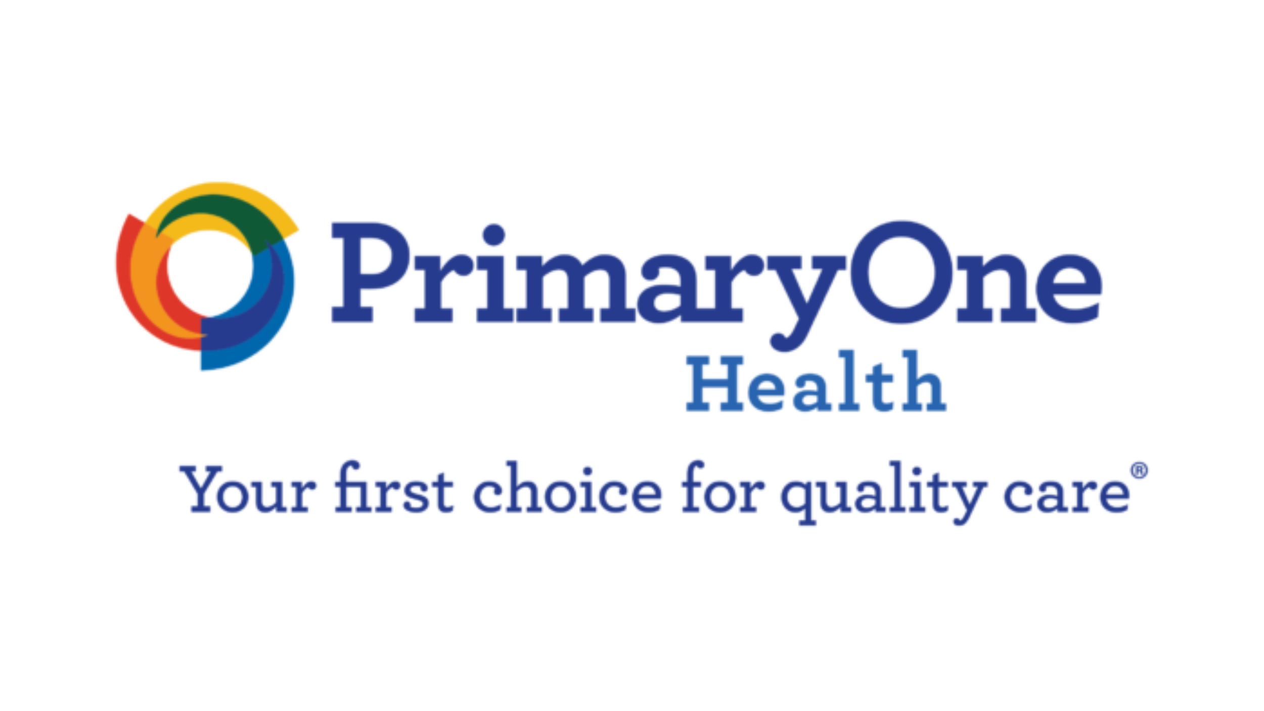 PrimaryOne Health logo with multicolored circle and the tagline 'Your first choice for quality care'