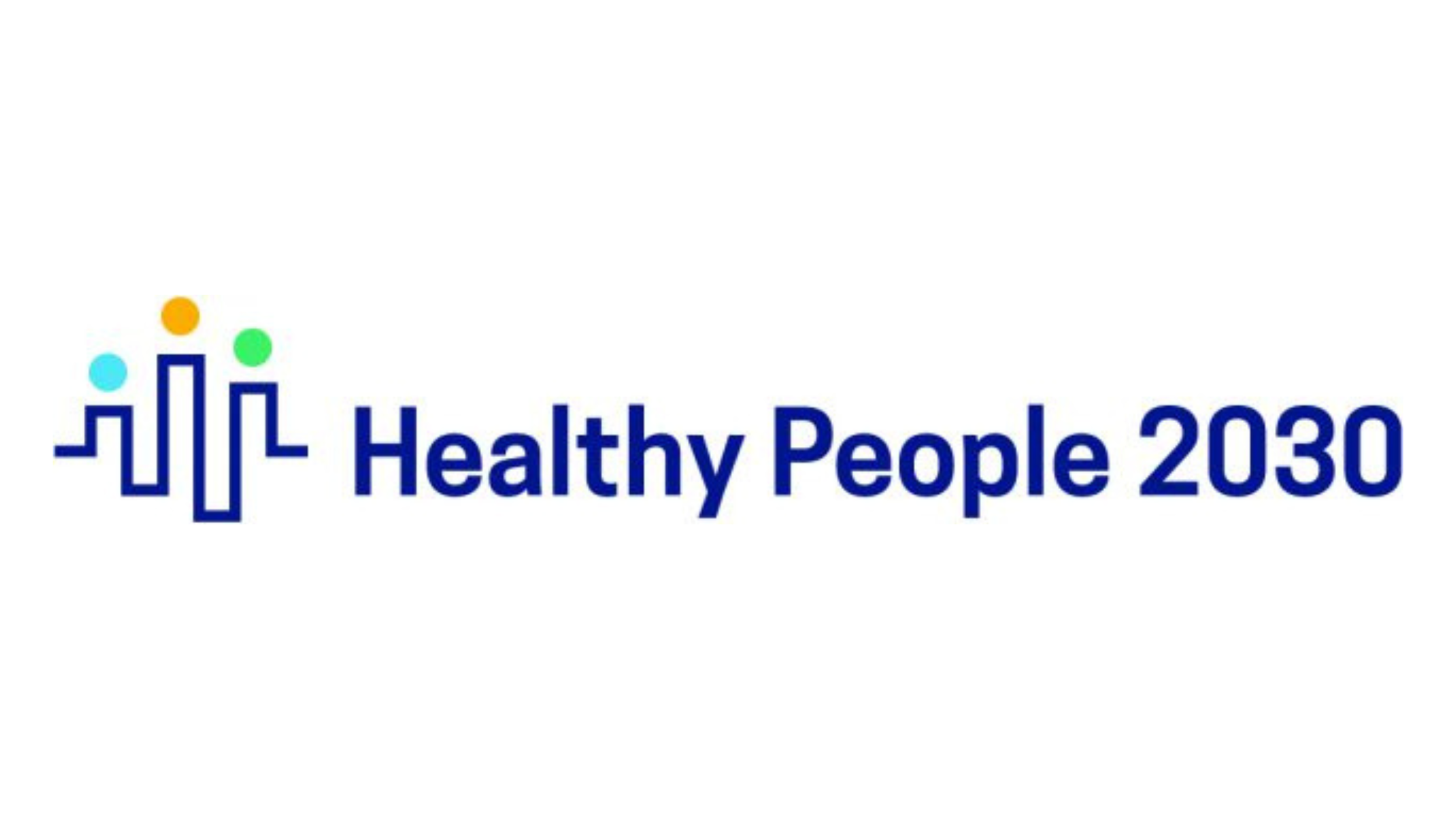 Logo with stylized human figures in blue, green, orange, and light blue, followed by the text 'Healthy People 2030' in bold blue font.