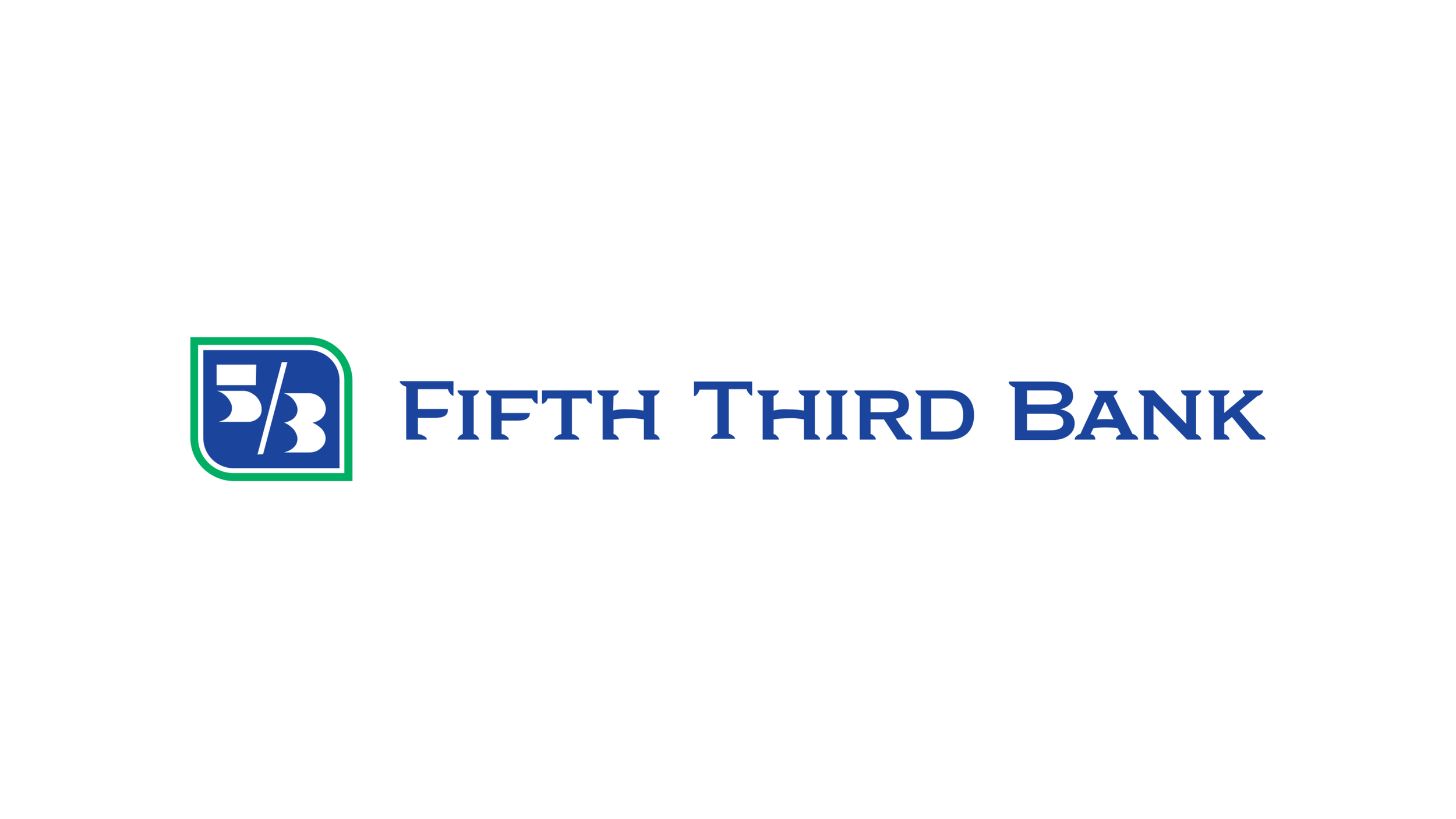 Fifth Third Bank logo with blue and green colors, featuring a stylized number 5/3 followed by the text "Fifth Third Bank" in blue.