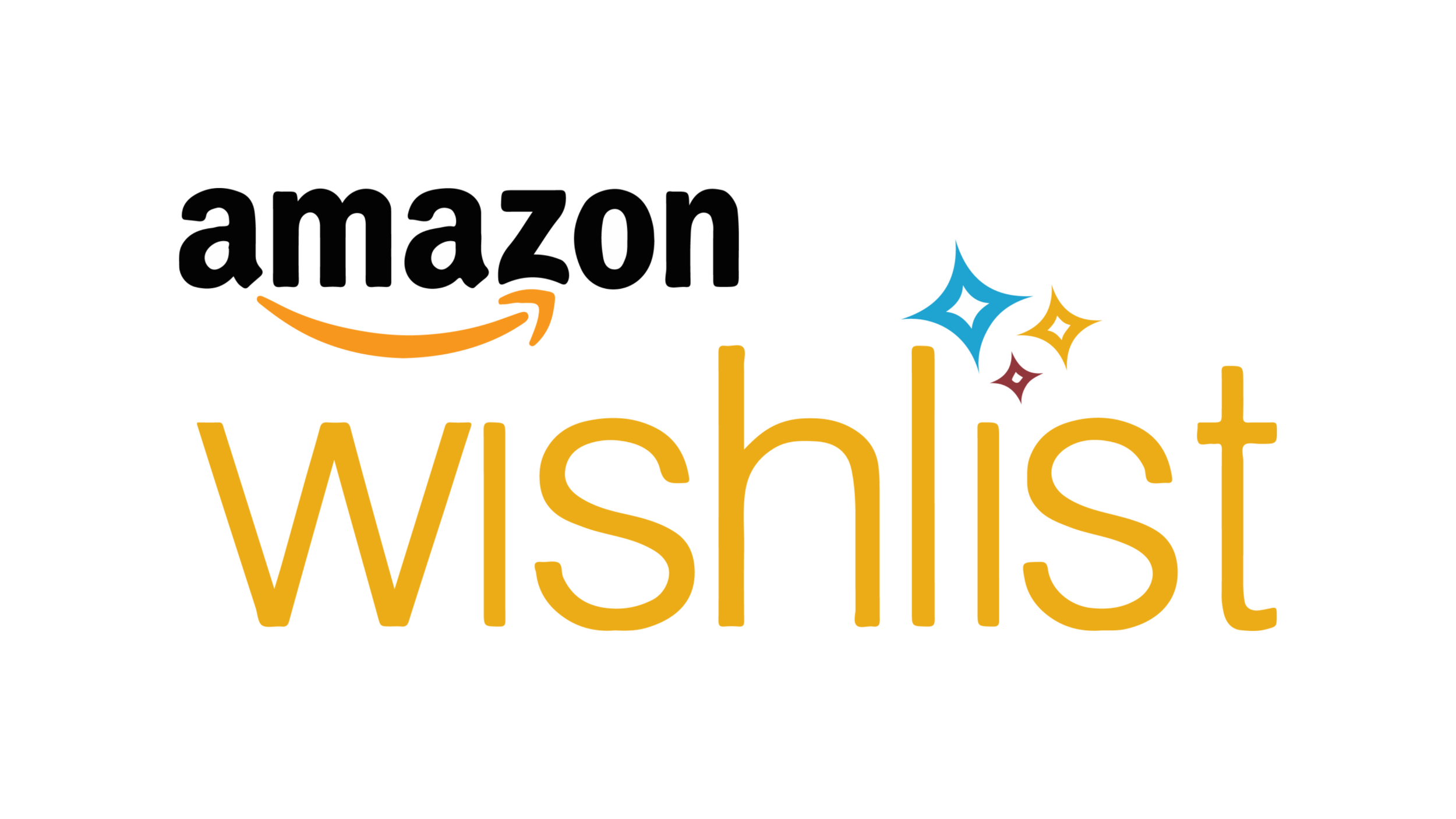 Amazon Wishlist logo with colorful star decorations.