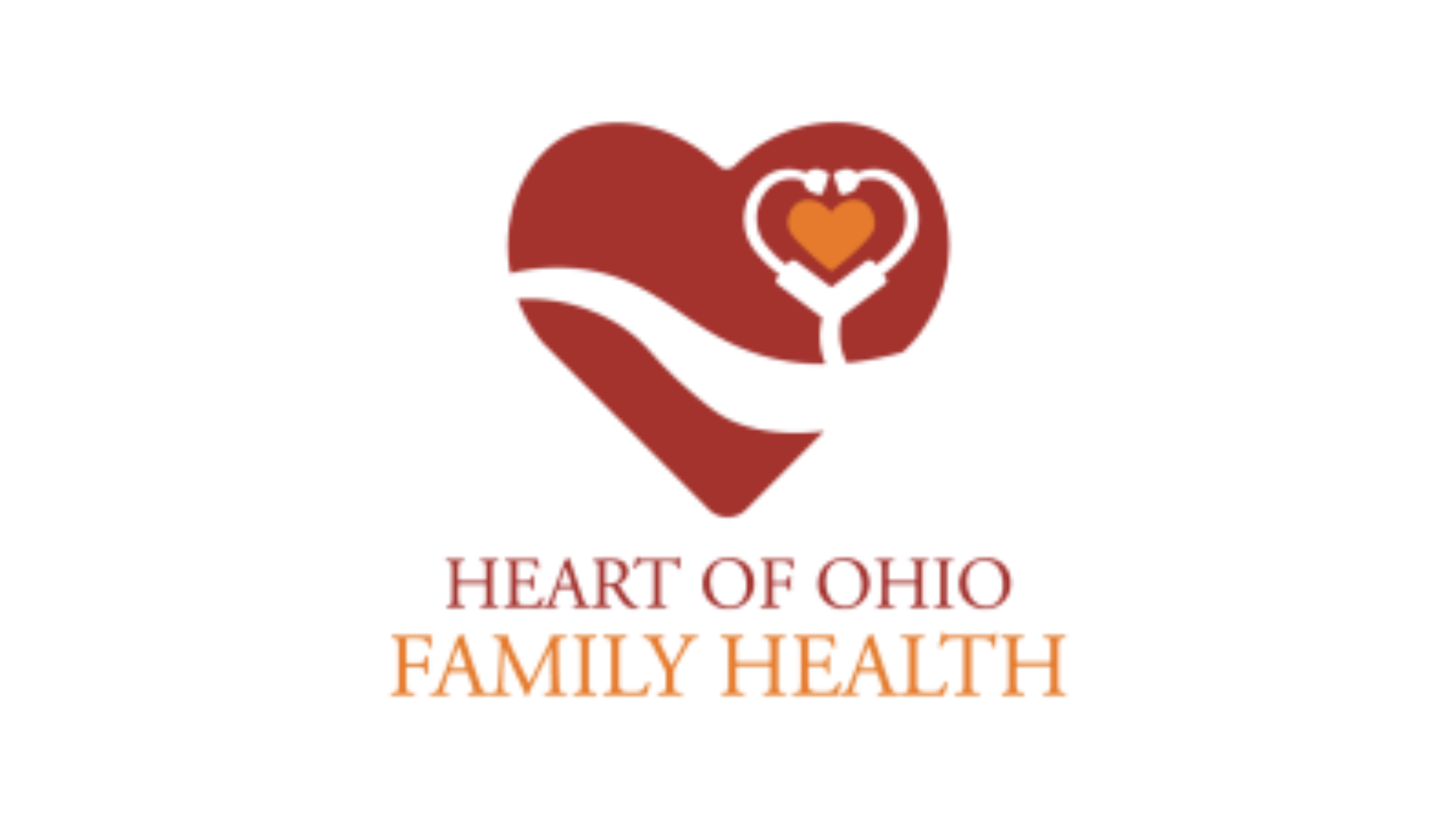 Logo with a stylized heart and stethoscope, text reads 'Heart of Ohio Family Health'.