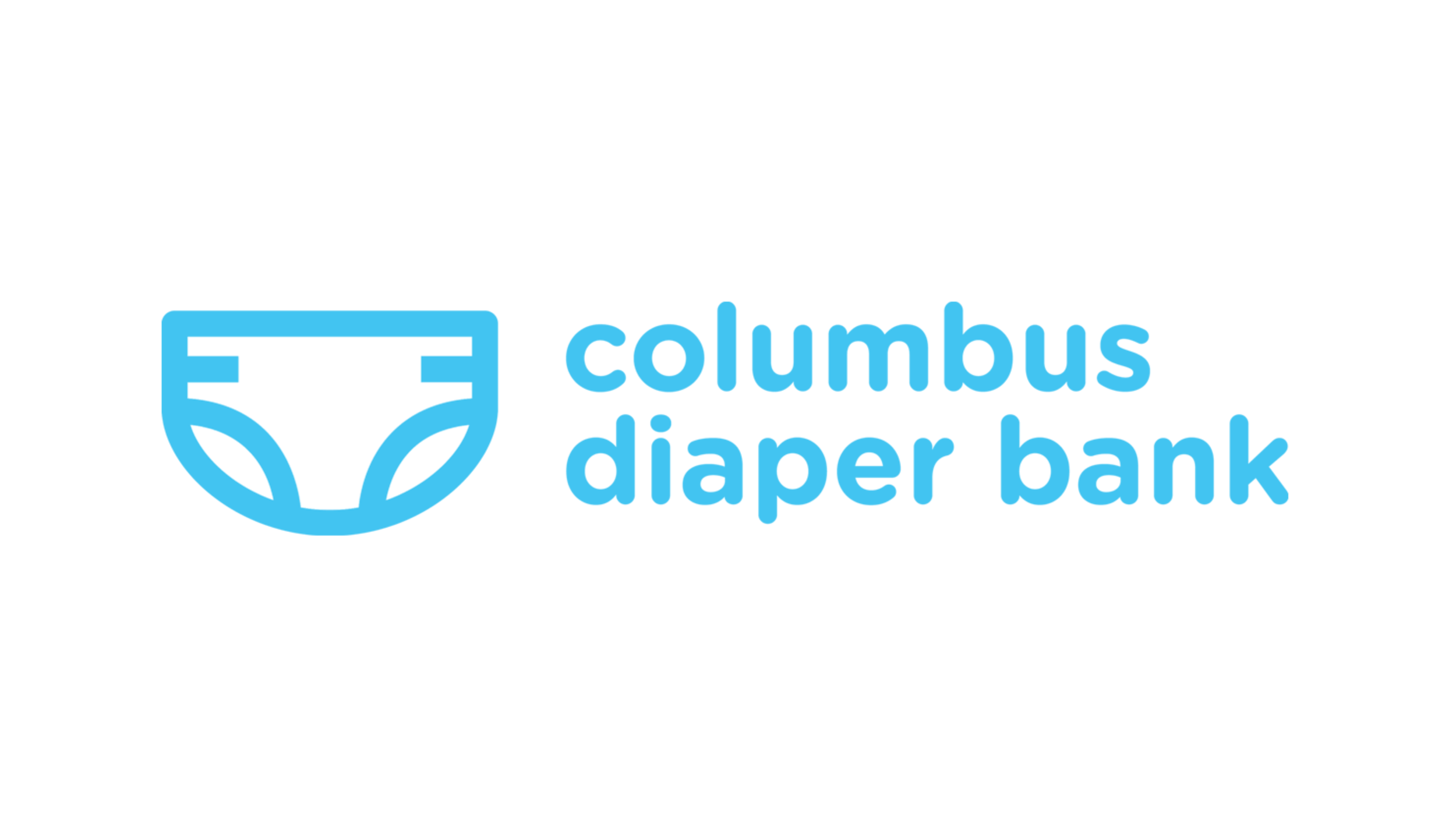 Logo of Columbus Diaper Bank with a stylized blue diaper icon and the organization name in blue text.