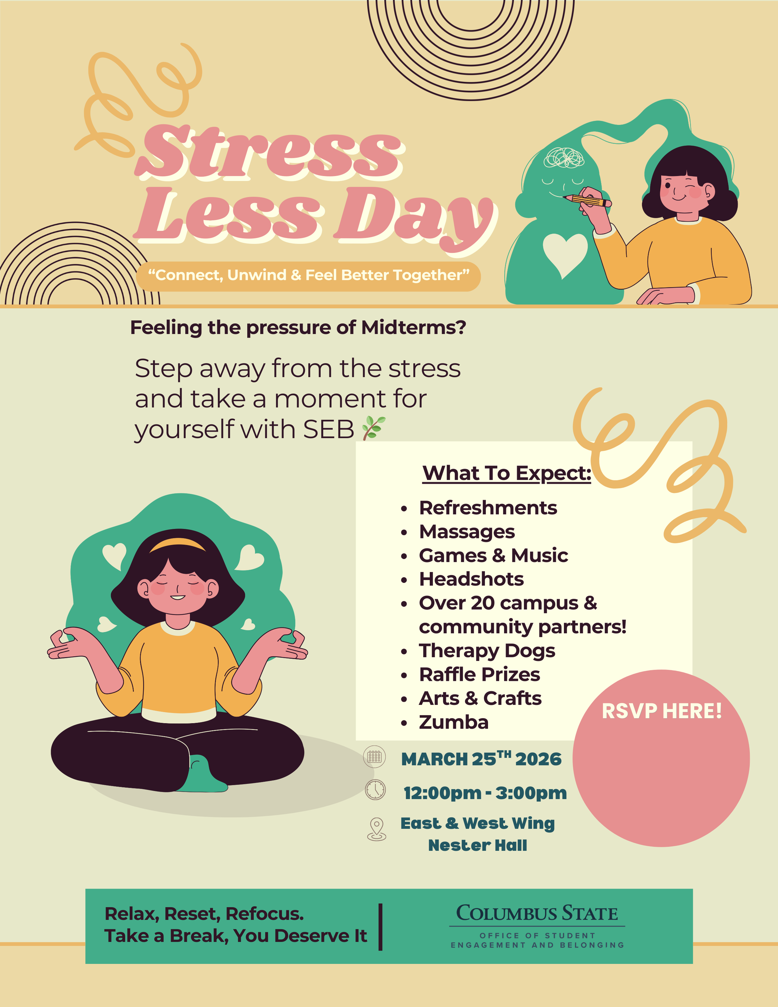 Graphic promoting CSCC Stress Less Day
