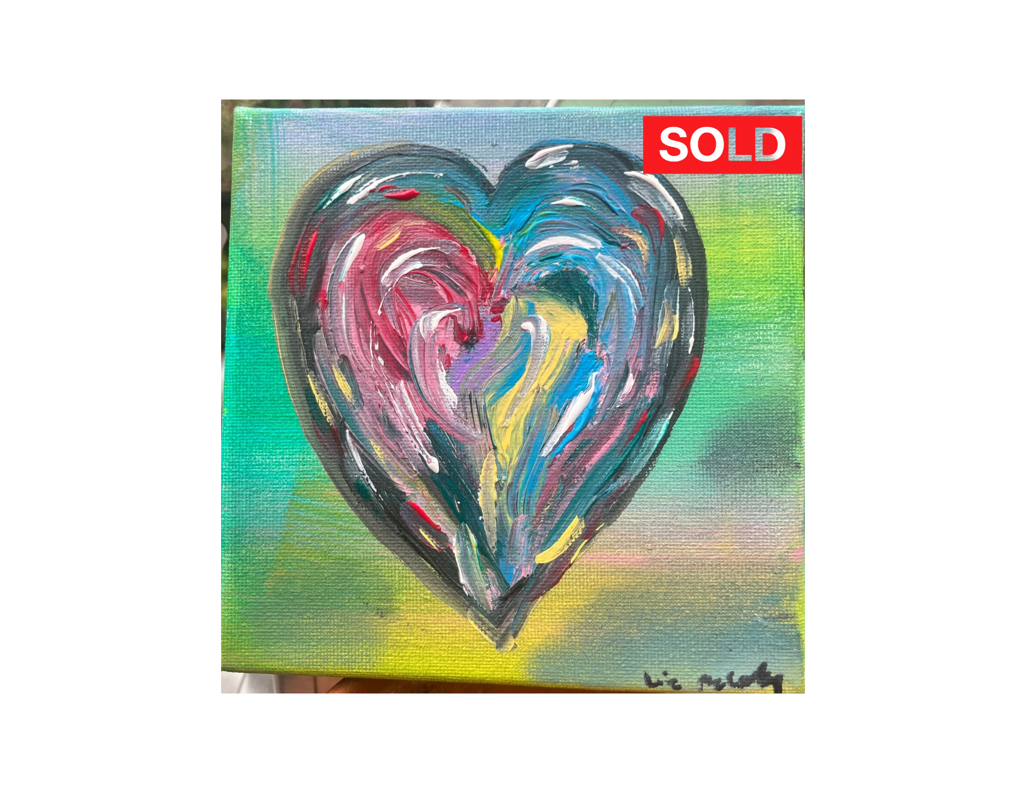 SOLD All Heart 4x4 acrylic on canvas 