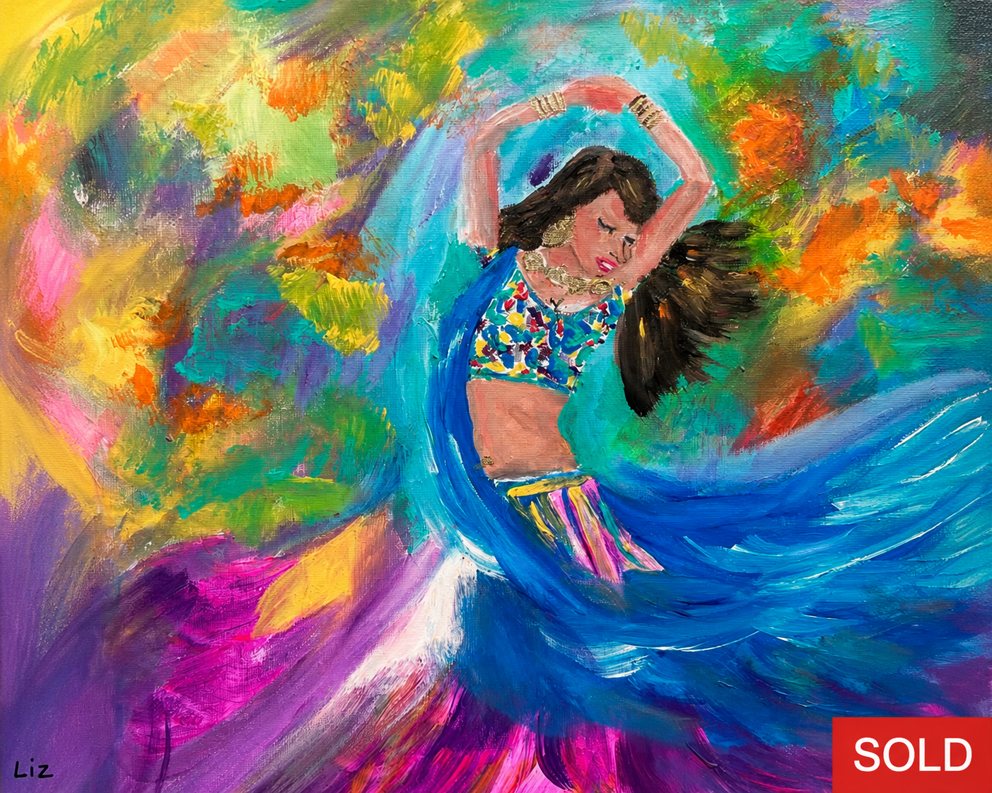 SOLD Colors of India 16x20 acrylic on canvas 