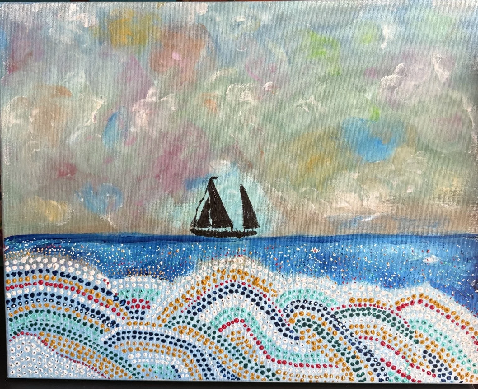 Confetti Tide 16x20 acrylic on canvas
