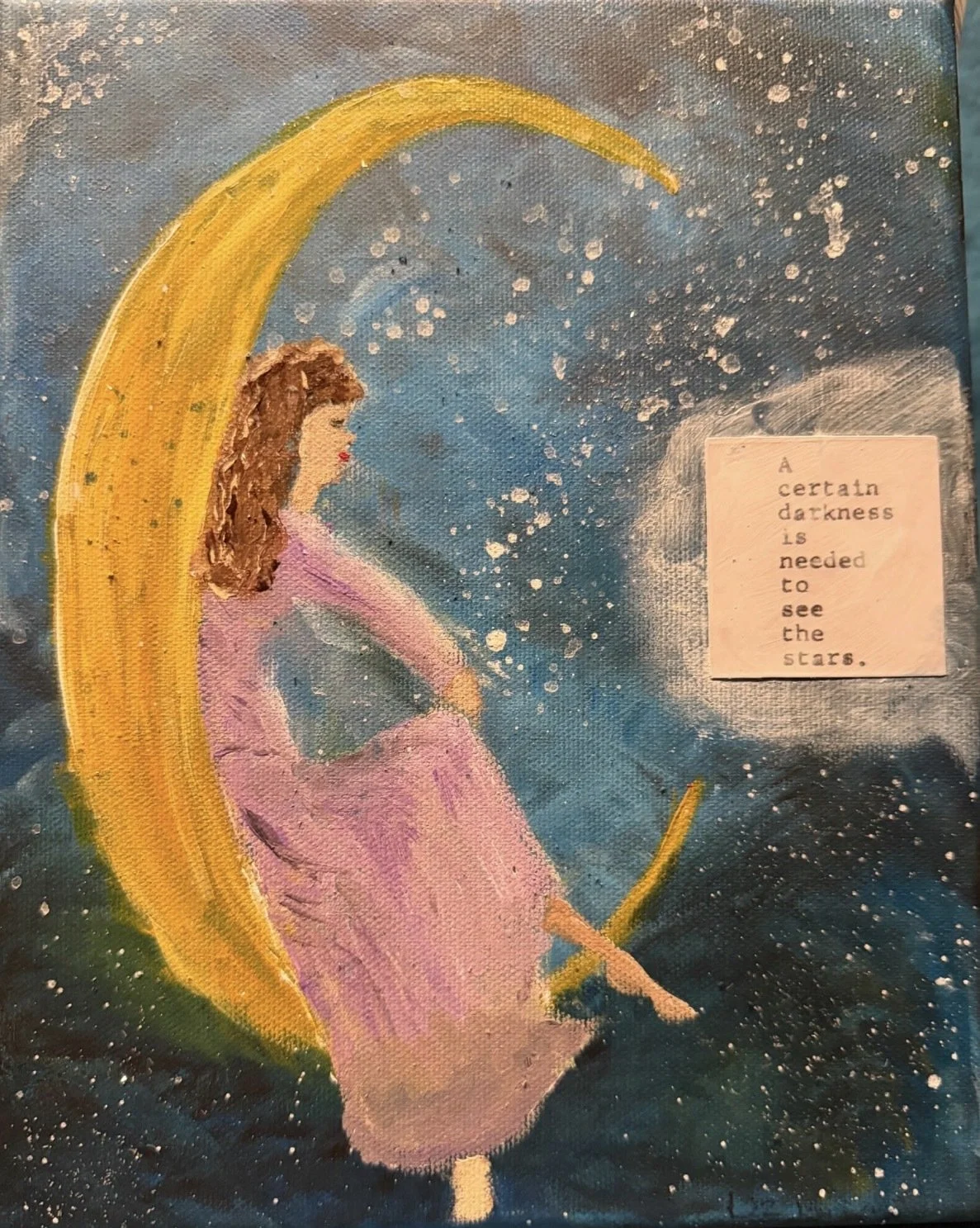 SOLD Healing Moon 5x7 acrylic on canvas 