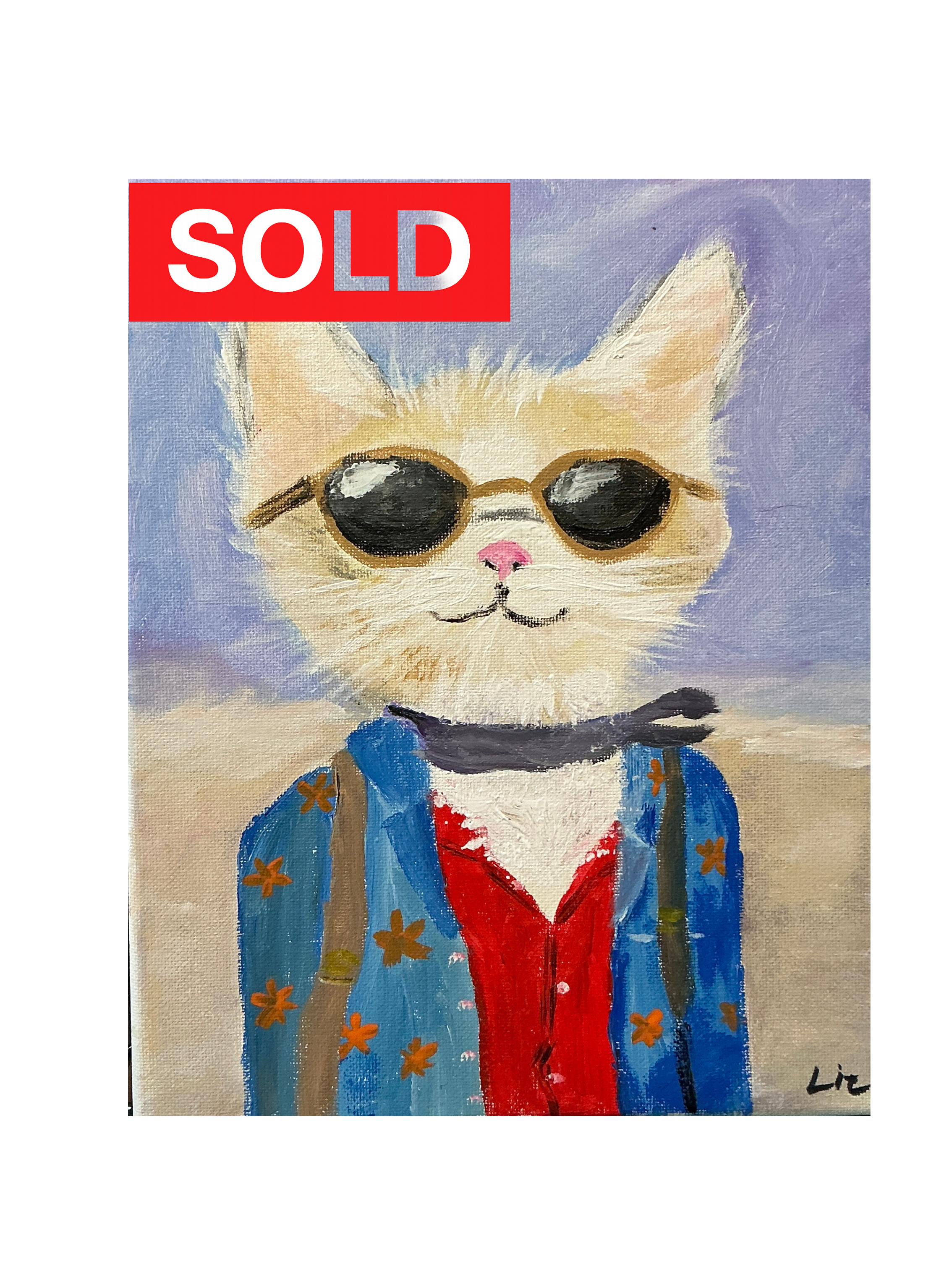 SOLD Cool Cat Warm Breeze 9x12 acrylic on canvas 