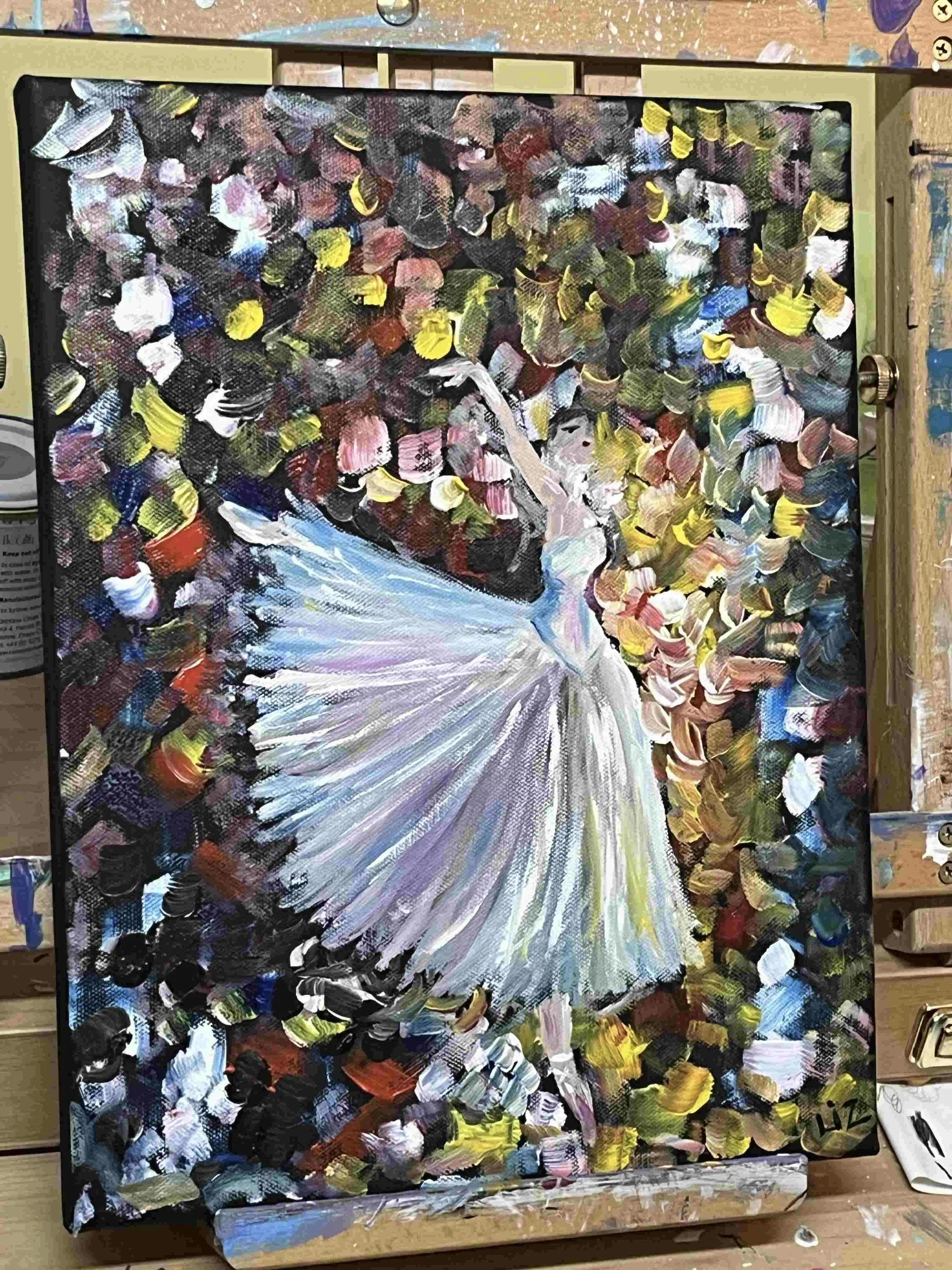 Weightless 9x12. Acrylic on canvas 