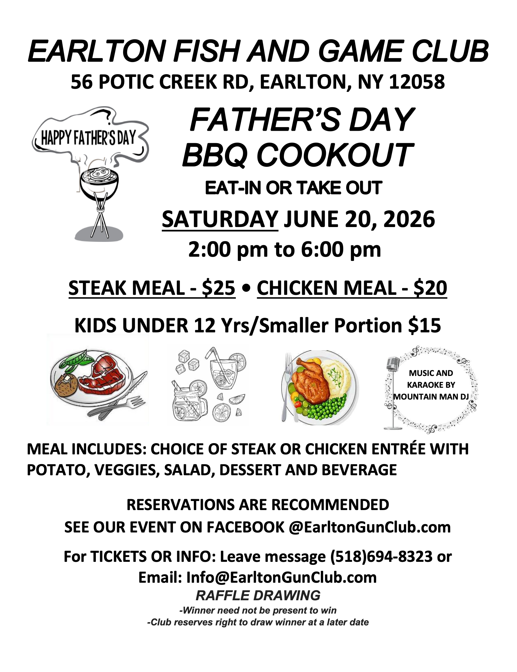 Earlton Fish and Game Club Father's Day BBQ Cookout