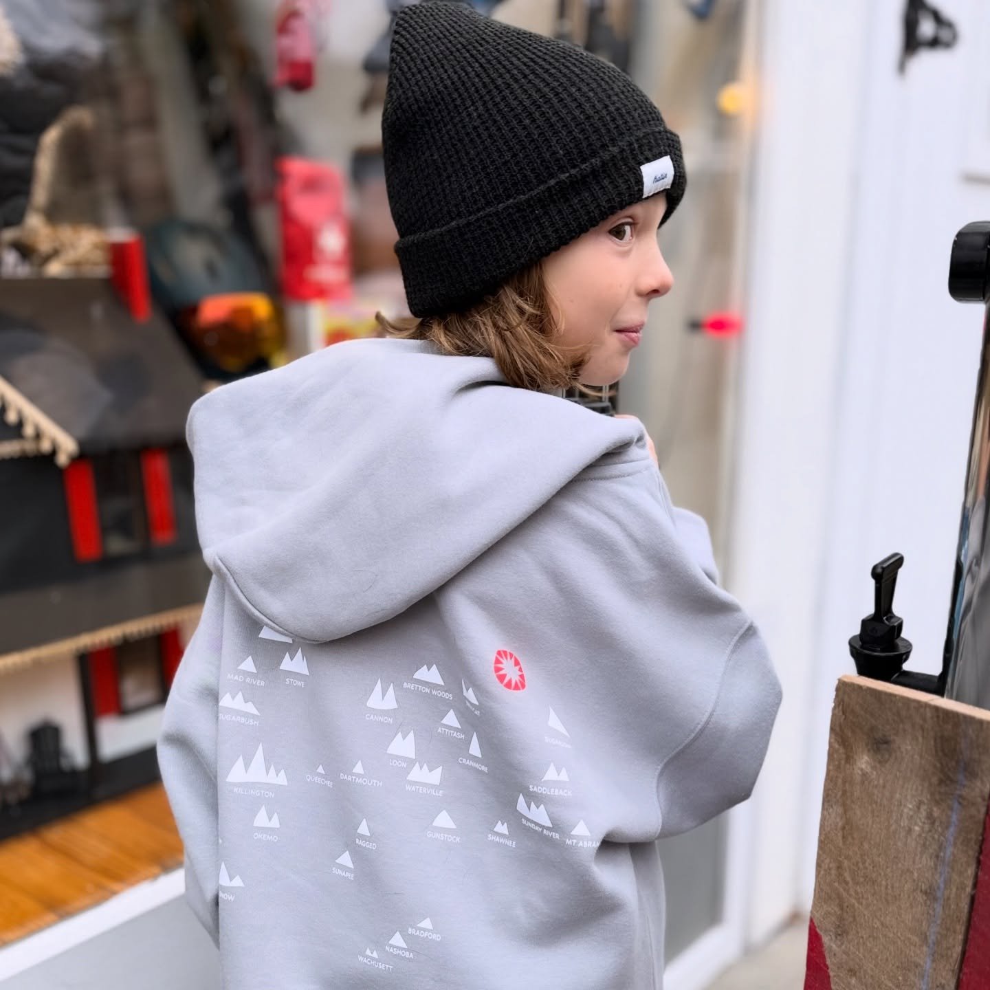 Our new SKI MHD hoodie has dropped this weekend, and it&rsquo;s officially our fastest selling sweatshirt yet. 🔥 We are already low on some sizes, so swooosh in and grab one quick. ❄️ Concept credit goes to this little model: lover of slope-life, co