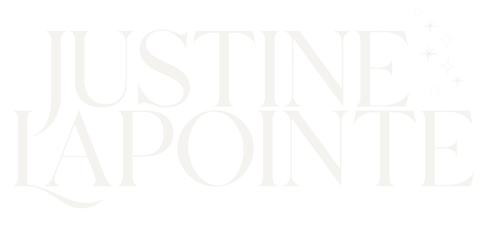 The logo of Justine LaPointe with decorative stars and snowflakes.