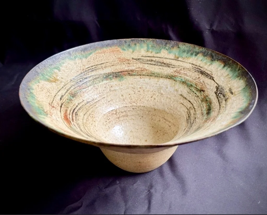 Ash Glazed and Copper Stoneware Bowl