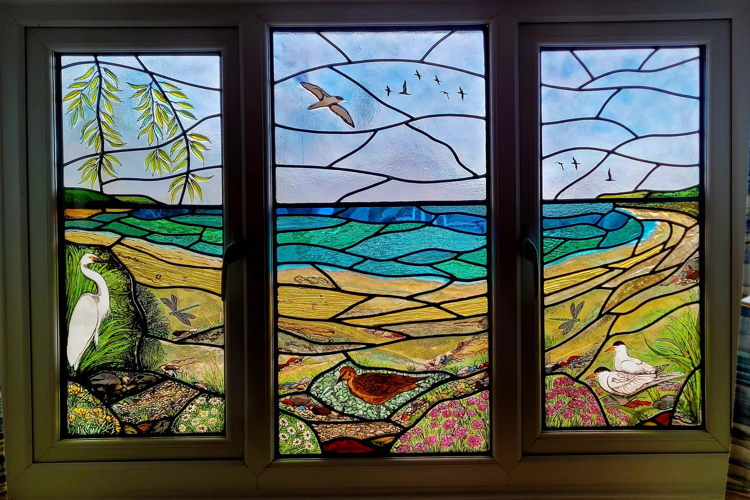 Triple Panel Stained Glass Window