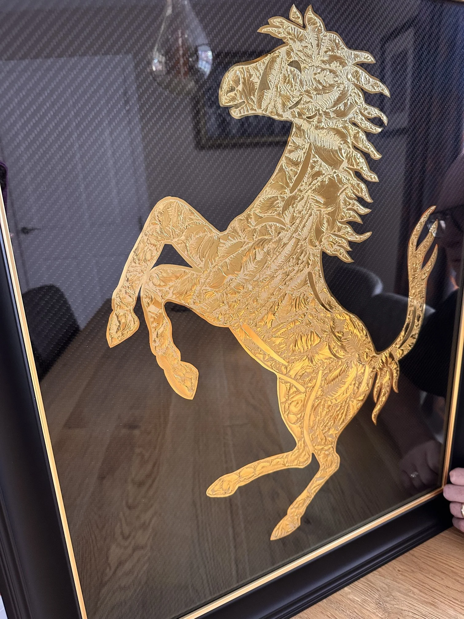 Ferrari Gold Glass Artwork
