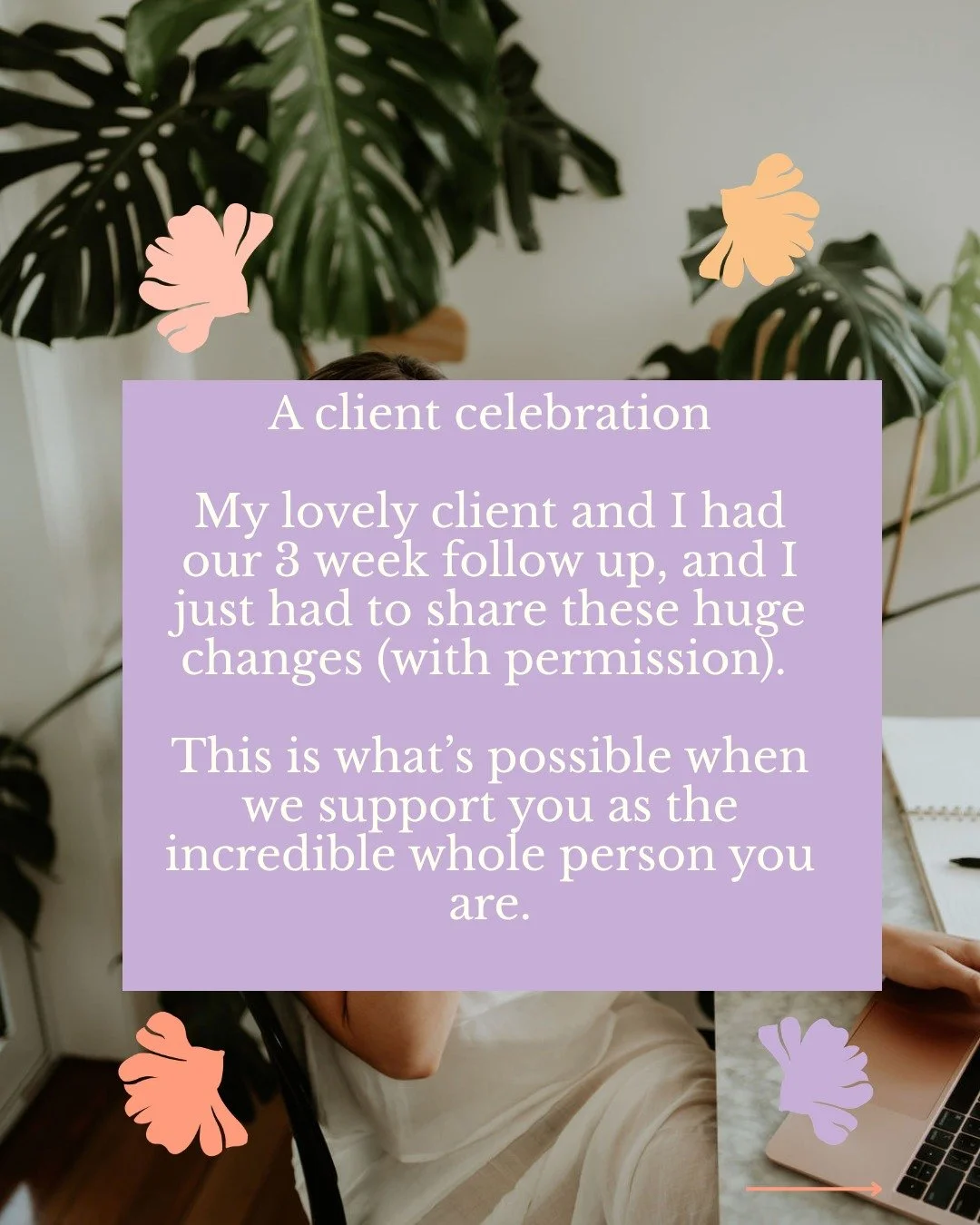 This is what is possible when we support the unique foundations of the whole, incredible person you are.

Celebrating this client and eagerly awaiting what's next for her.

If you too are a loving, caring Woman who often puts others before her, but y