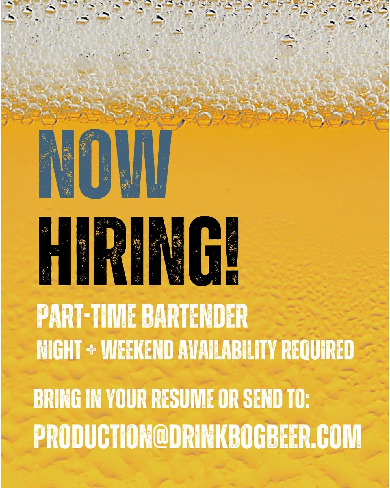 Do you like great beer?

Do you want to be part of the best #brewery in STA?

Are you available a couple/few nights and weekends each week?

We need a part-time Bogtender to help fill some gaps in the schedule. If it&rsquo;s you we&rsquo;re looking f
