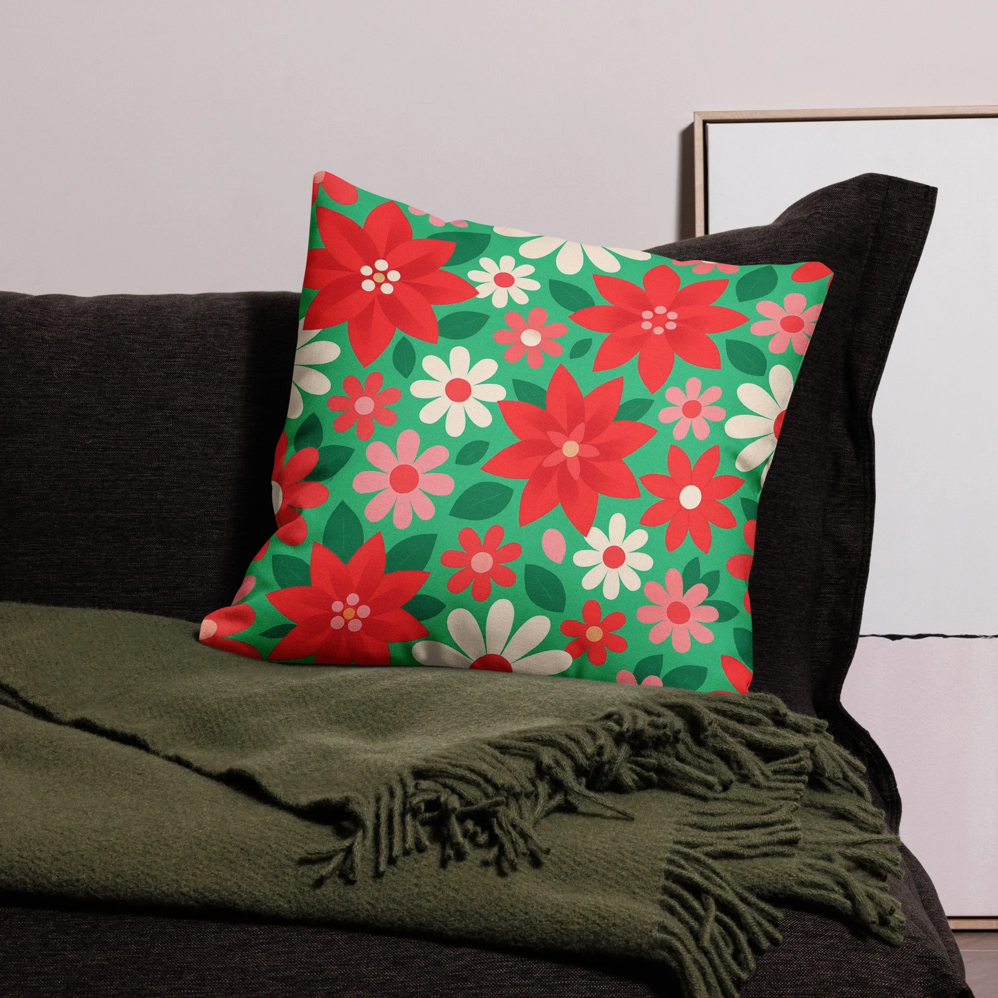 Candy Floral // Pop Christmas | Christmas Series Premium Pillow Case · Seasonal Collection