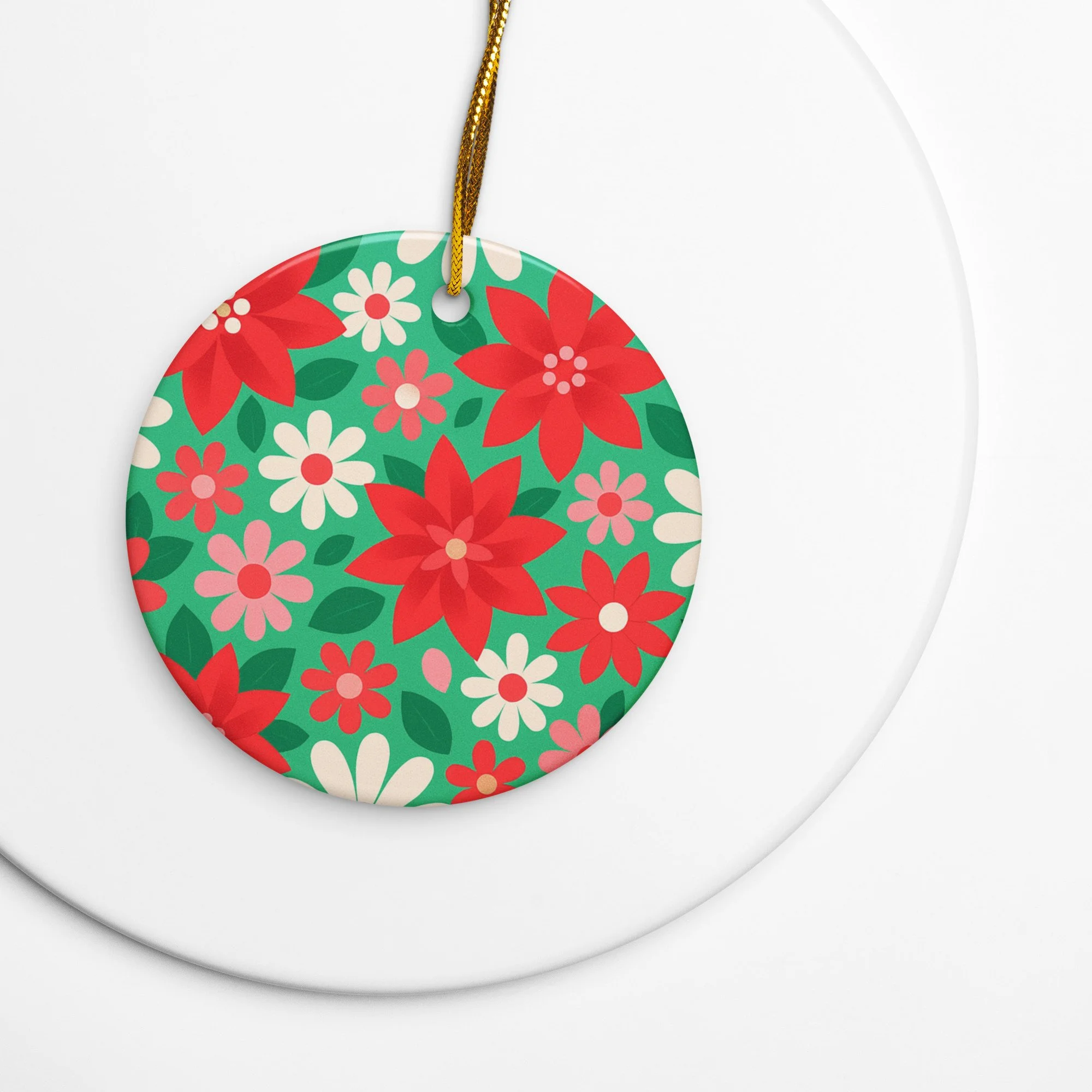 Candy Floral // Pop Christmas | Christmas Series Ceramic Ornament (2-Sided) · Seasonal Collection