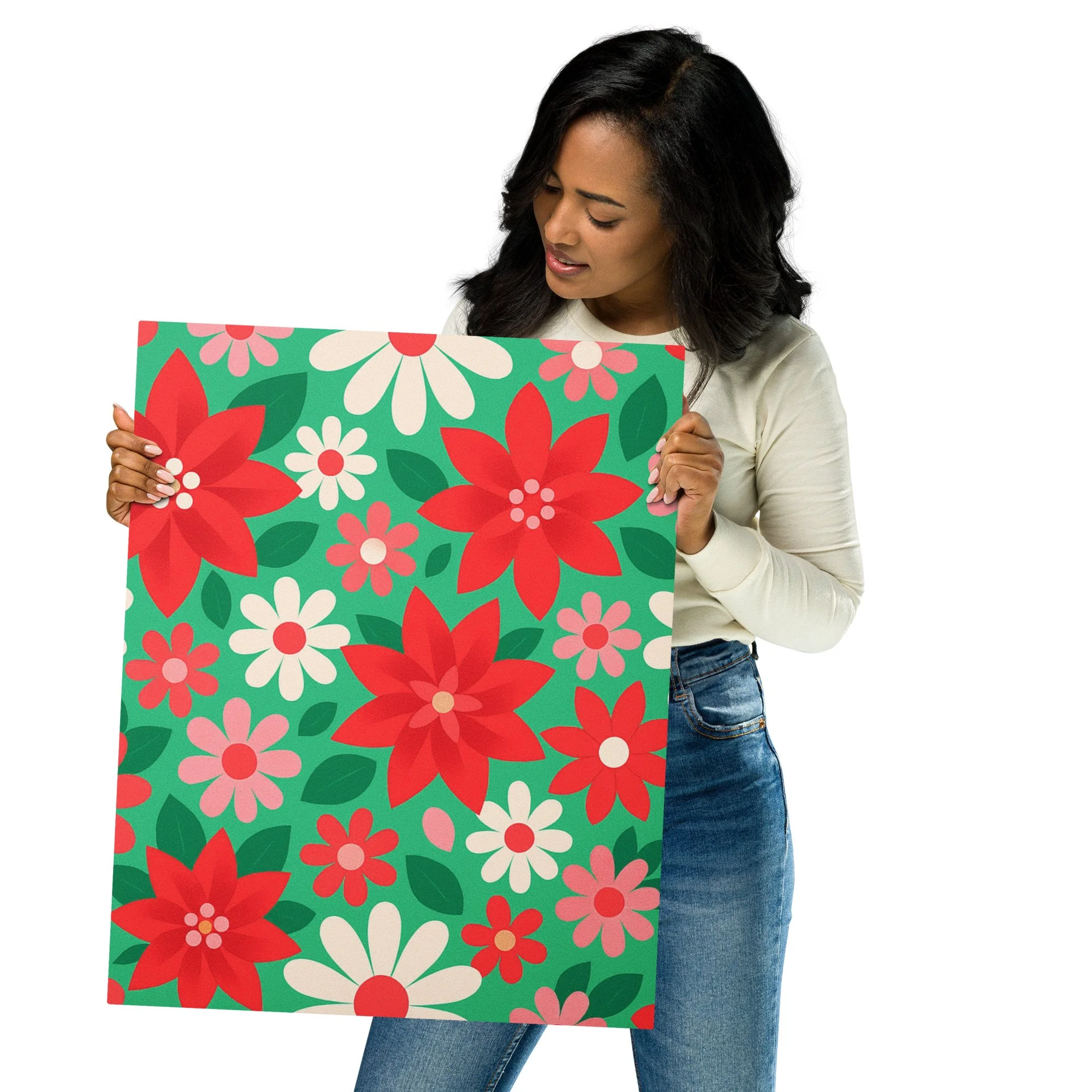 Candy Floral // Pop Christmas | Christmas Series Metal Print · Seasonal Collection