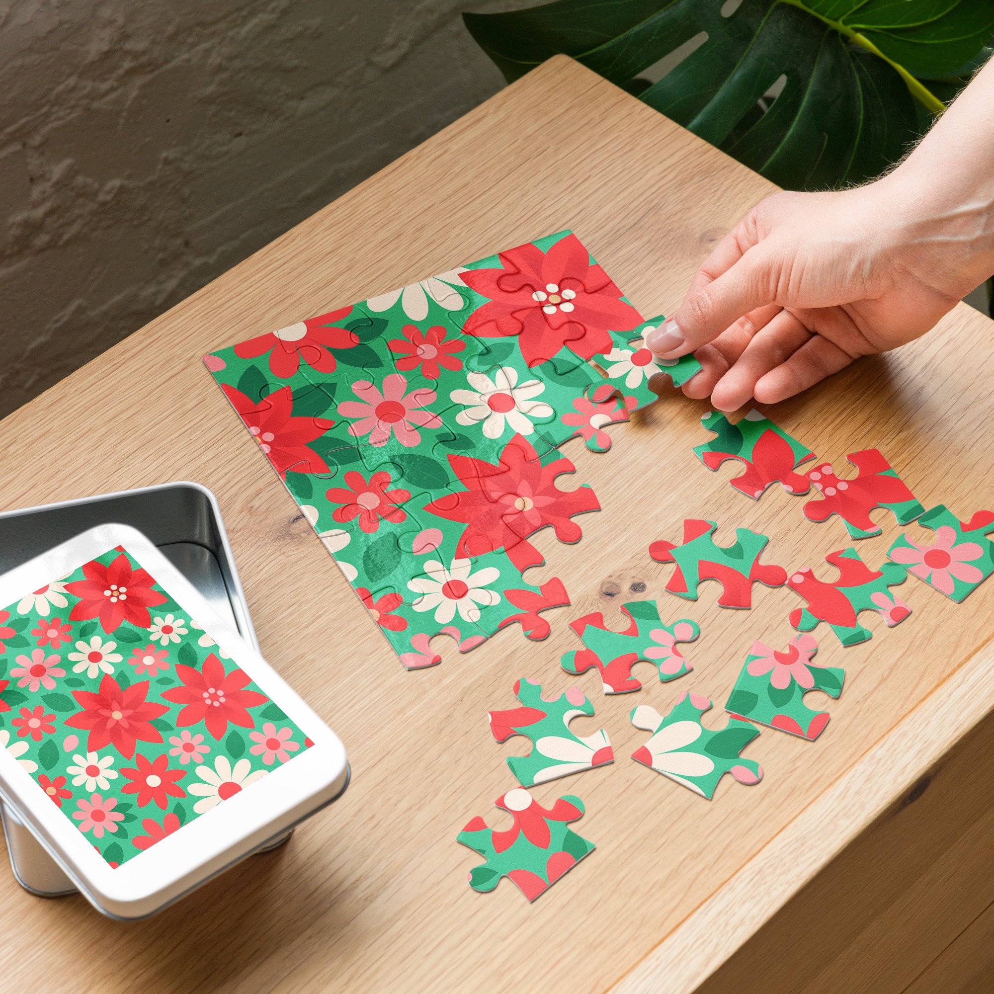 Candy Floral // Pop Christmas | Christmas Series Jigsaw Puzzle With Tin · Seasonal Collection