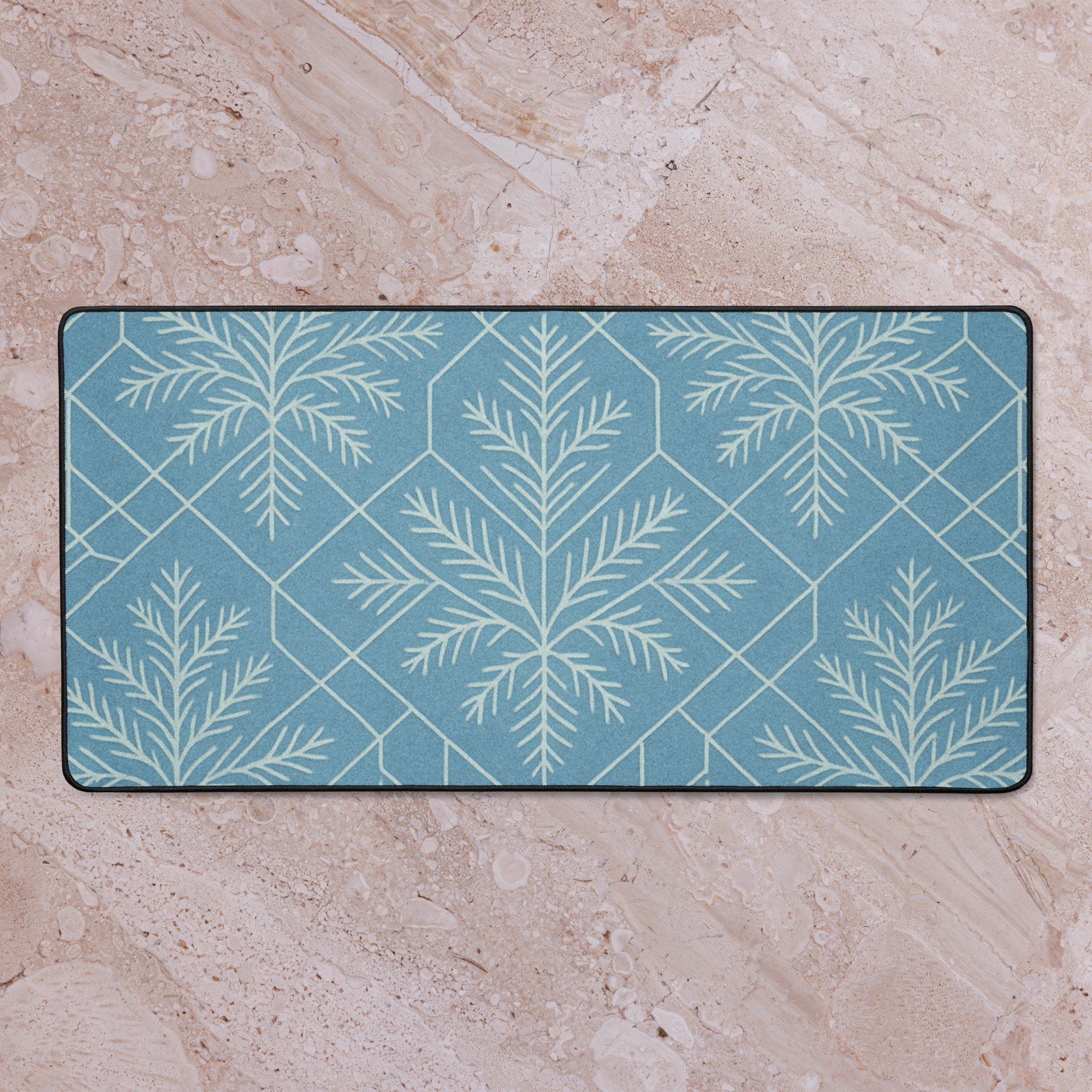 Evergreen Lace - Frost Blue // Winter Botanica | Christmas Desk Mat · Seasonal Collection