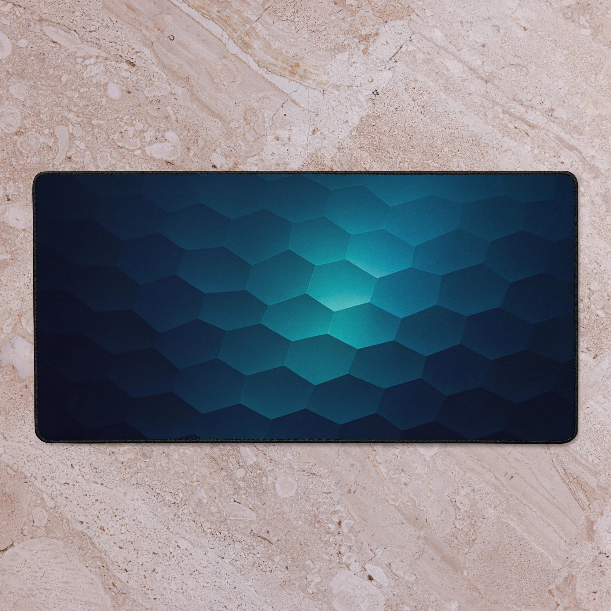 Deep Ocean Hexfield | Geometric Atmospheres Desk Mat · Functional Design Collection