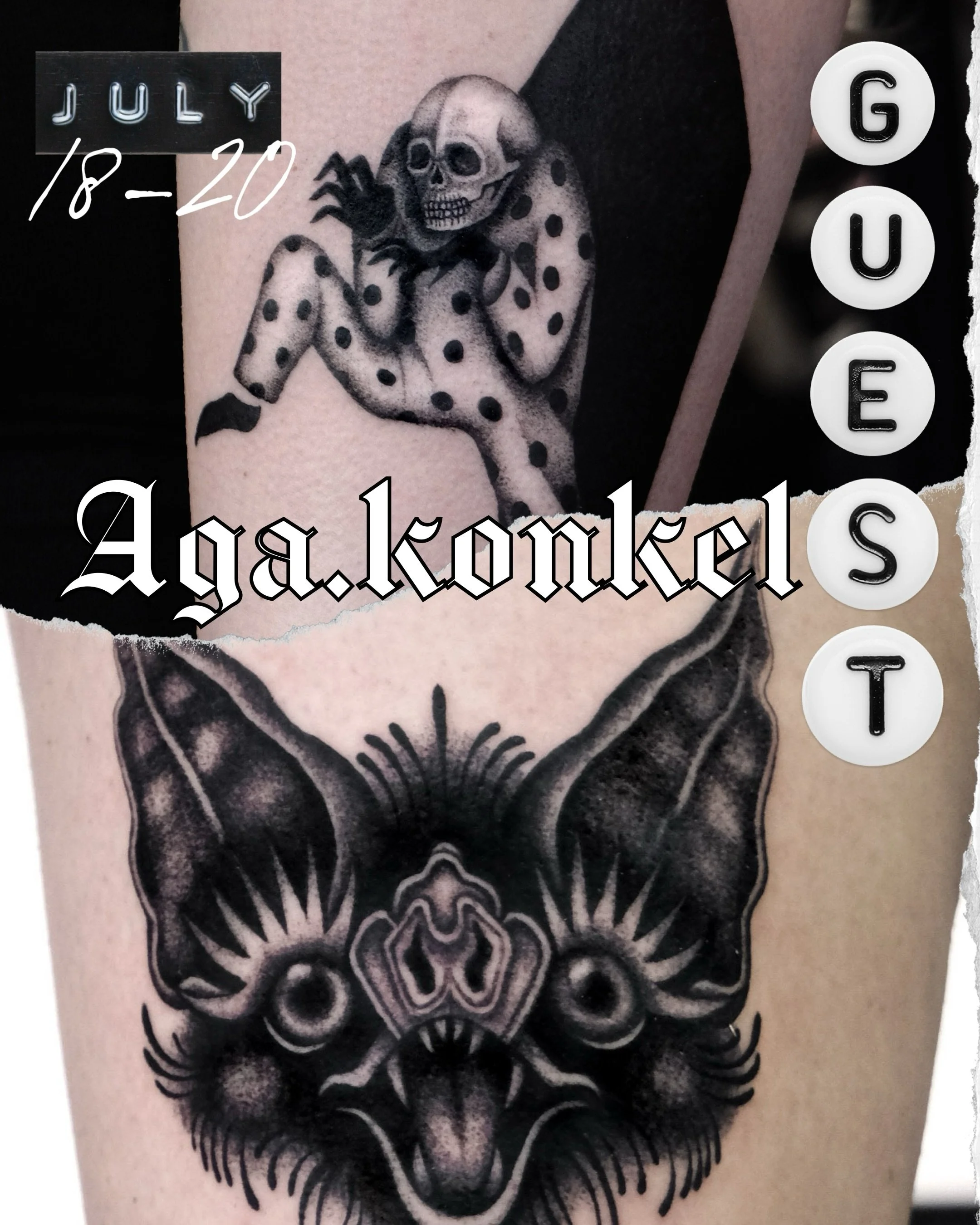 The techniqian magician @aga.konkel is visiting us for a guestspot between the 18-20th of juli! We are very much looking forward to that and so should you if you like cool tattoos! See you in july aga!