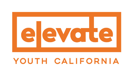 Elevate Youth California logo with orange text and border.