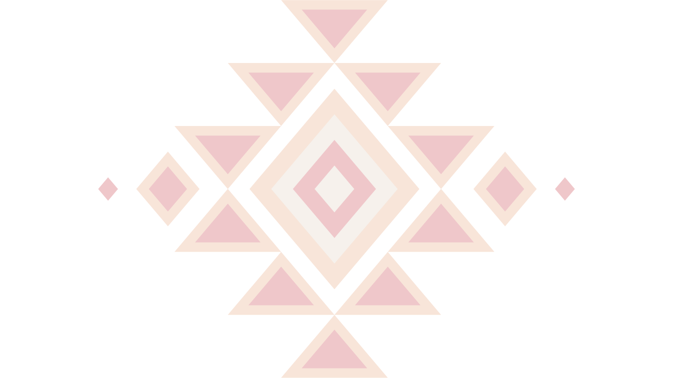 A geometric pattern with diamond and triangle shapes in red, beige, and black on a black background.