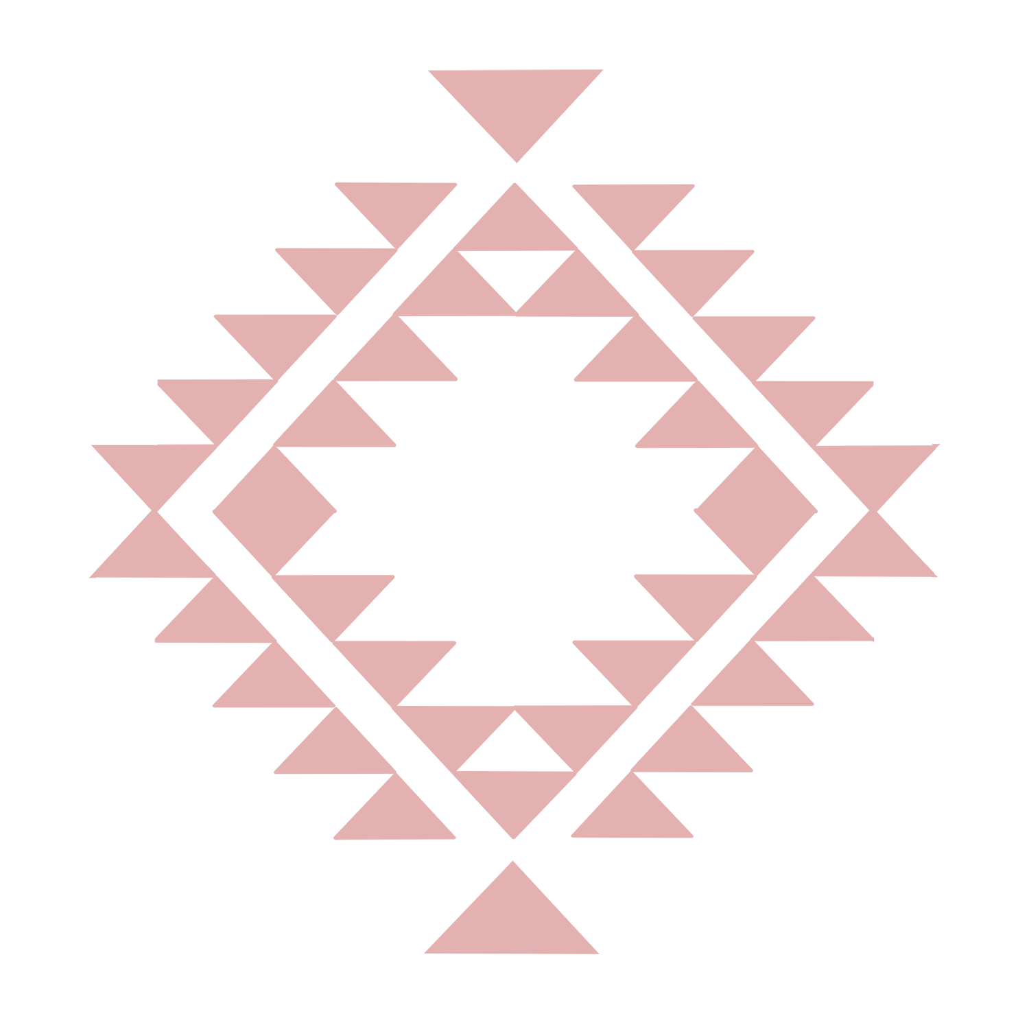 A geometric pattern with red triangles and black lines forming a diamond shape on a black background.